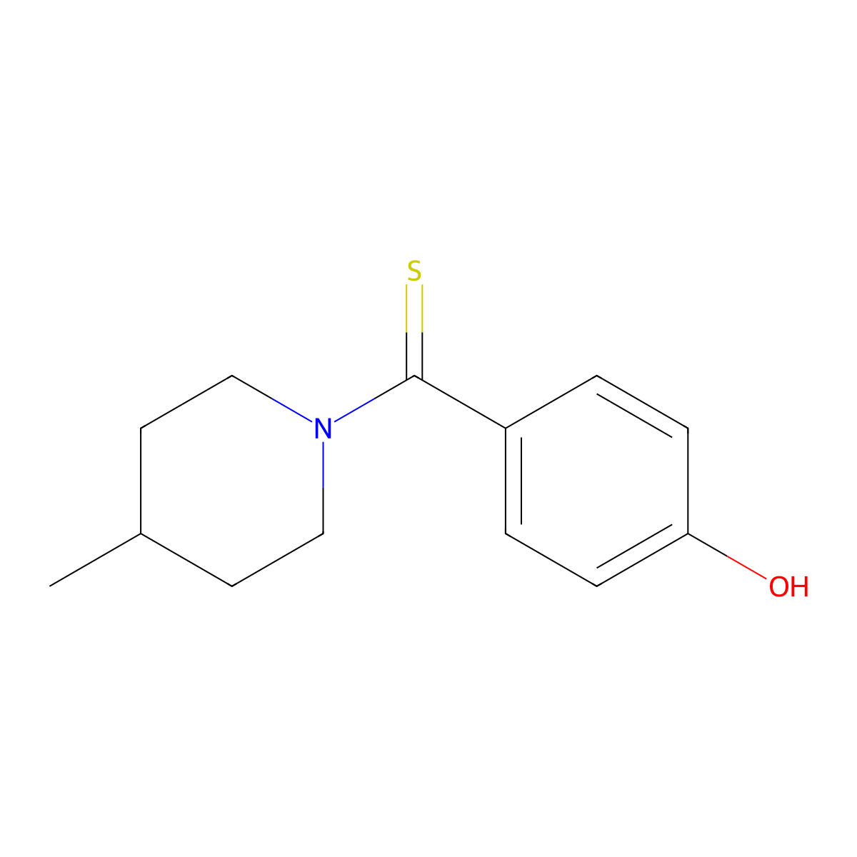 (4-Hydroxyphenyl)(4-methylpiperidin-1-yl)methanethione molecular structure, CAS 654634-02-3