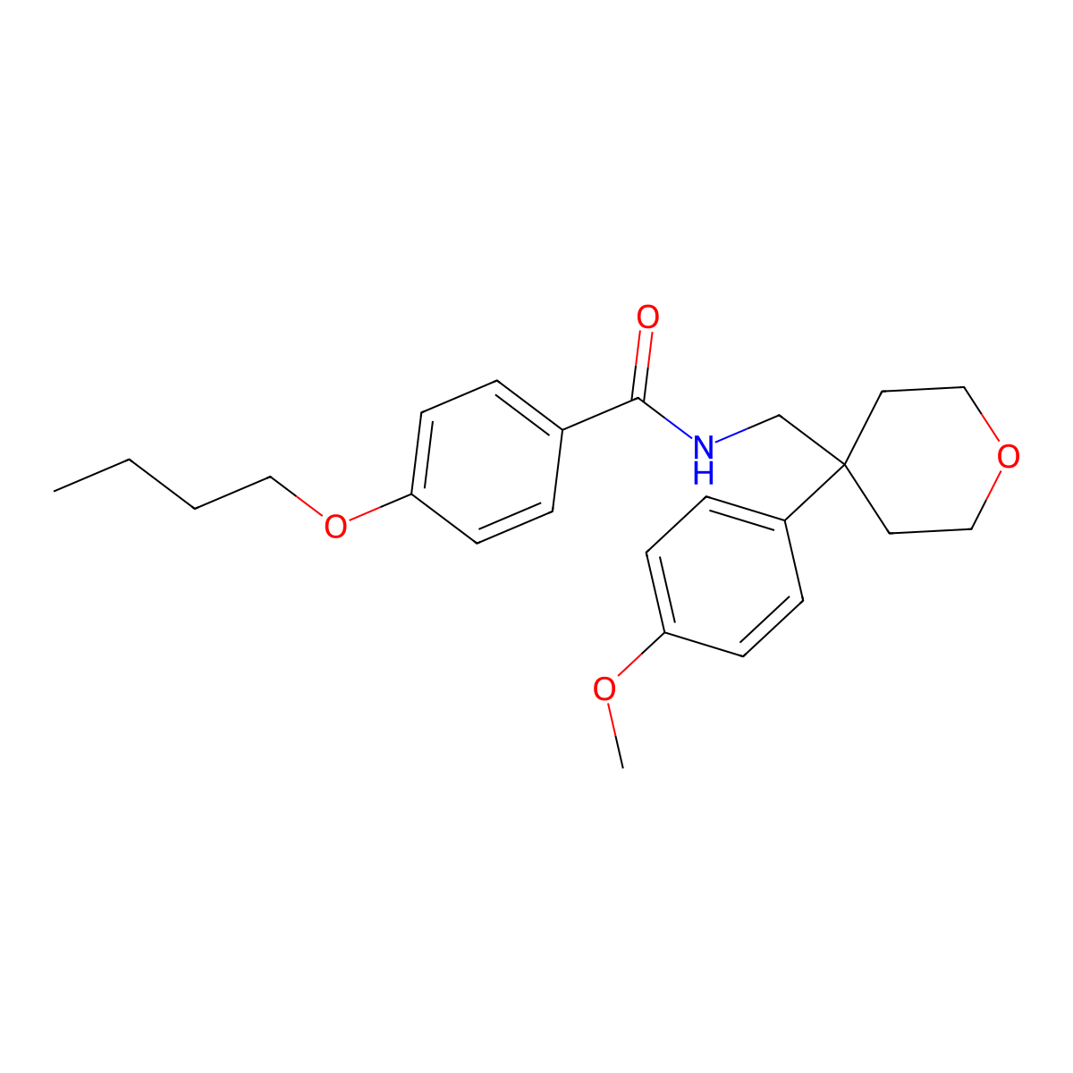 4-butoxy-N-[[4-(4-methoxyphenyl)oxan-4-yl]methyl]benzamide molecular structure, CAS 654635-28-6
