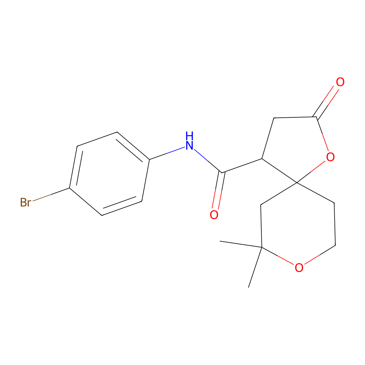 N-(4-bromophenyl)-7,7-dimethyl-2-oxo-1,8-dioxaspiro[4.5]decane-4-carboxamide molecular structure, CAS 654635-32-2