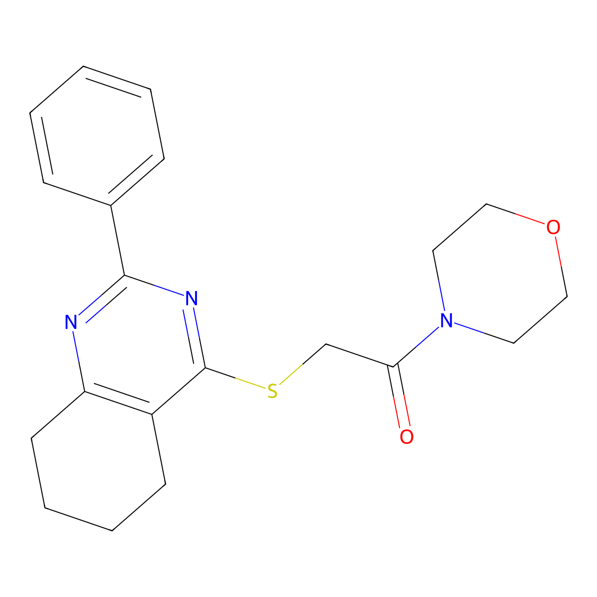 4-{[2-(4-Morpholinyl)-2-oxoethyl]thio}-2-phenyl-5,6,7,8-tetrahydroquinazoline molecular structure, CAS 654635-85-5
