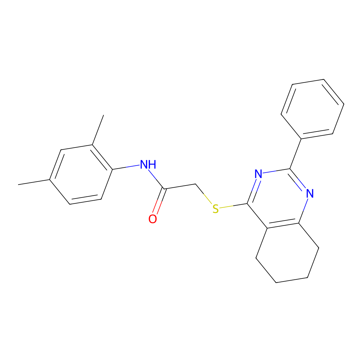 N-(2,4-dimethylphenyl)-2-[(2-phenyl-5,6,7,8-tetrahydroquinazolin-4-yl)sulfanyl]acetamide molecular structure, CAS 654635-90-2