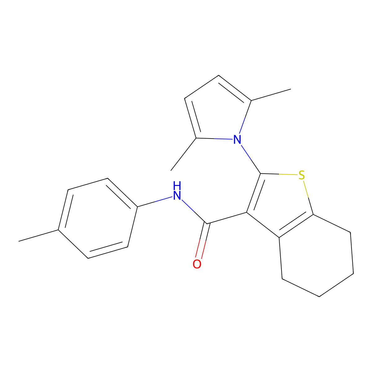 2-(2,5-dimethyl-1H-pyrrol-1-yl)-N-(4-methylphenyl)-4,5,6,7-tetrahydro-1-benzothiophene-3-carboxamide molecular structure, CAS 654636-06-3