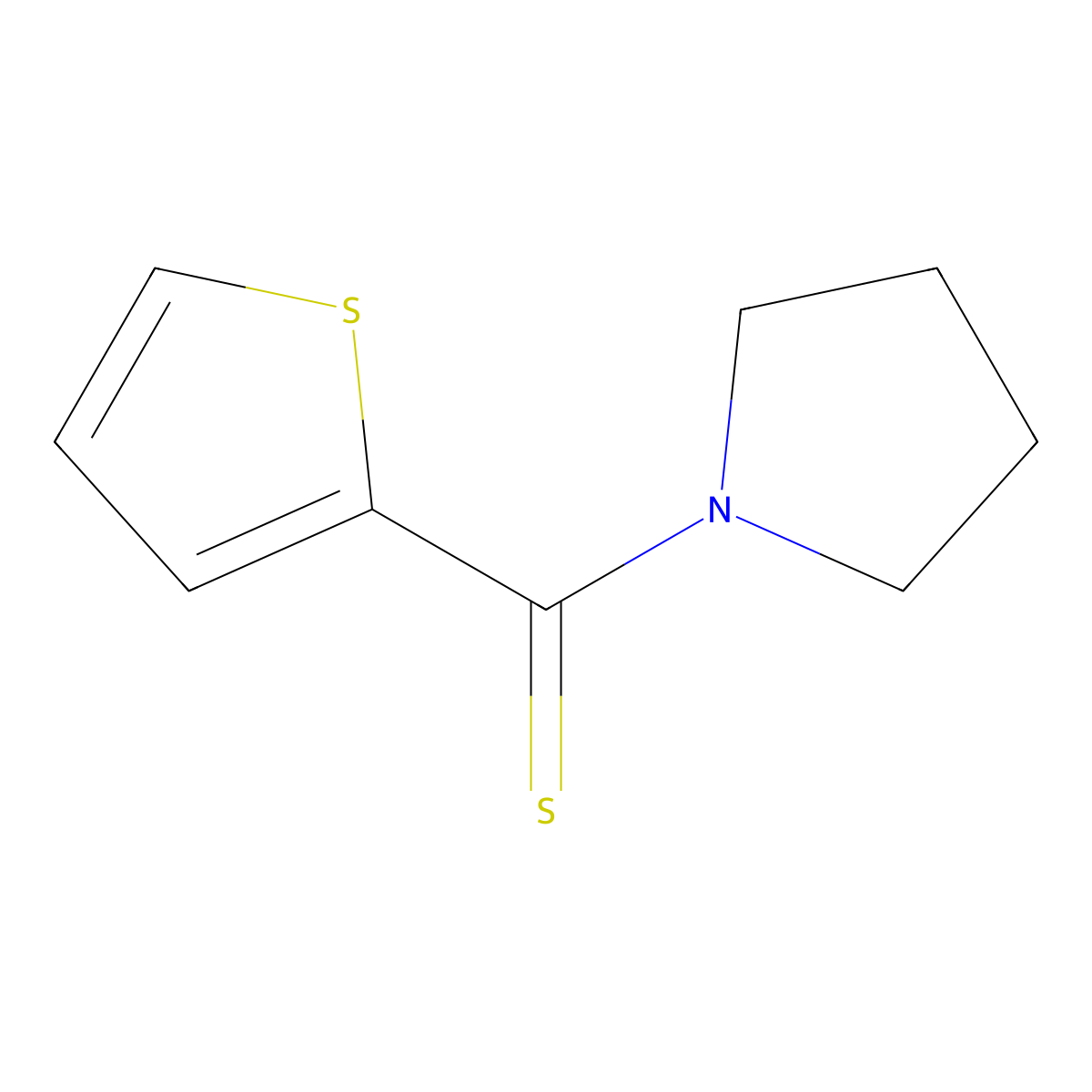 Pyrrolidin-1-yl(thiophen-2-yl)methanethione molecular structure, CAS 654636-12-1