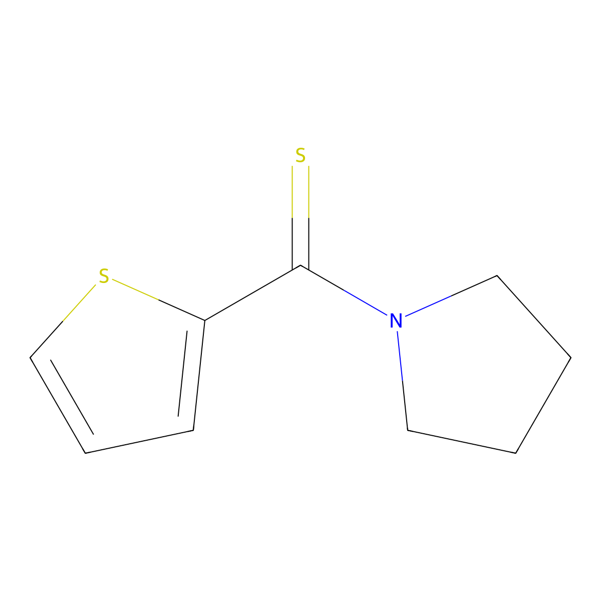 Pyrrolidin-1-yl(thiophen-2-yl)methanethione molecular structure, CAS 654636-12-1