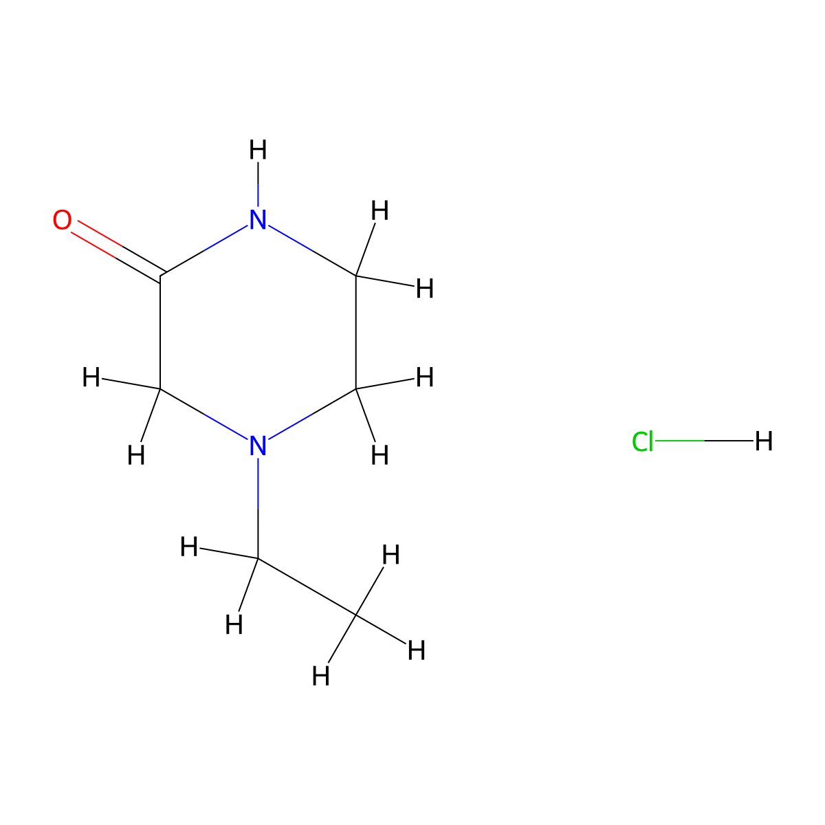 4-Ethylpiperazin-2-one hydrochloride molecular structure, CAS 65464-00-8