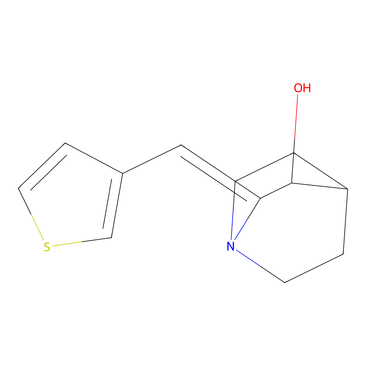 1-Azabicyclo[2.2.2]octan-3-ol, 2-(3-thienylmethylene)- molecular structure, CAS 654645-07-5