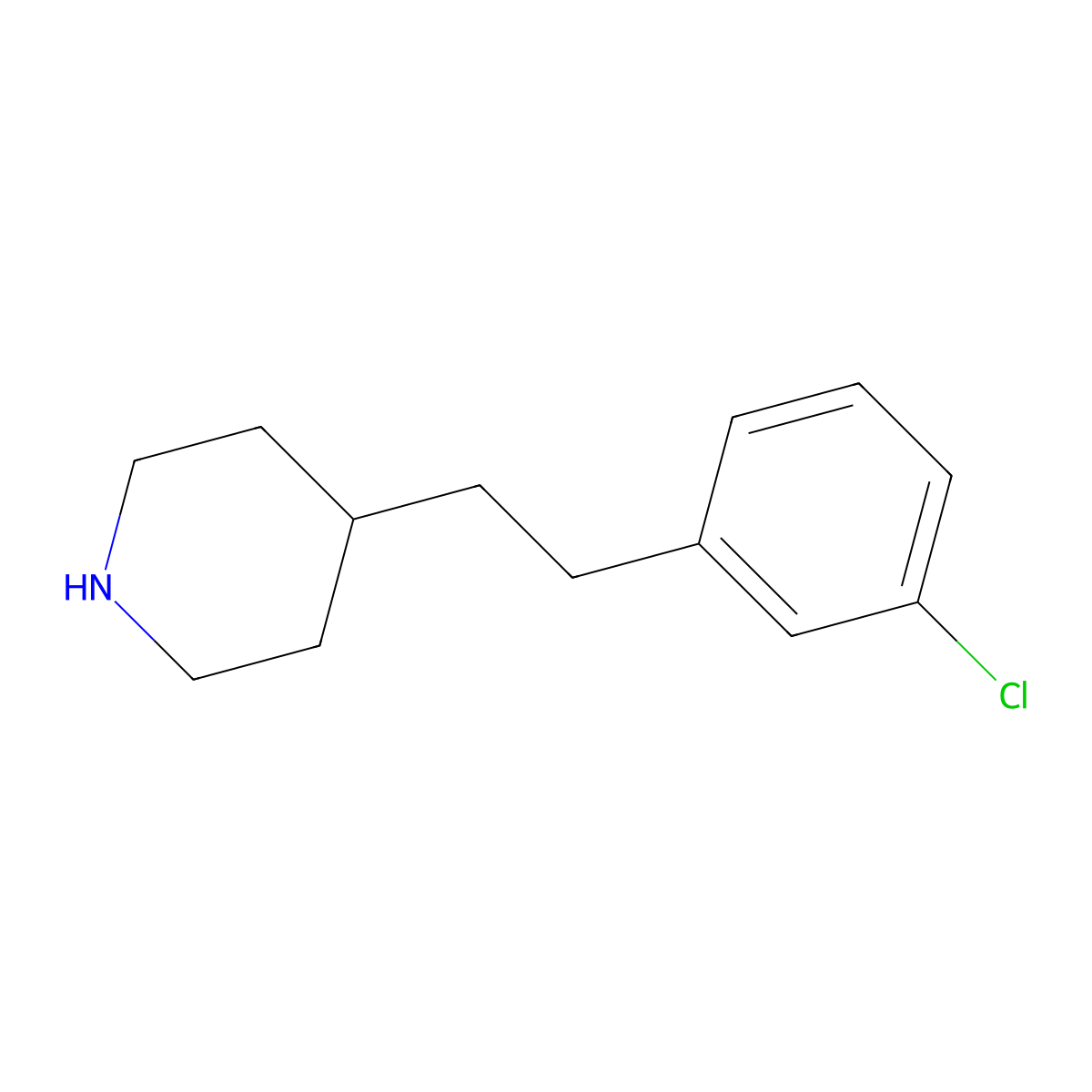 4-[2-(3-Chlorophenyl)ethyl]piperidine molecular structure, CAS 654662-90-5