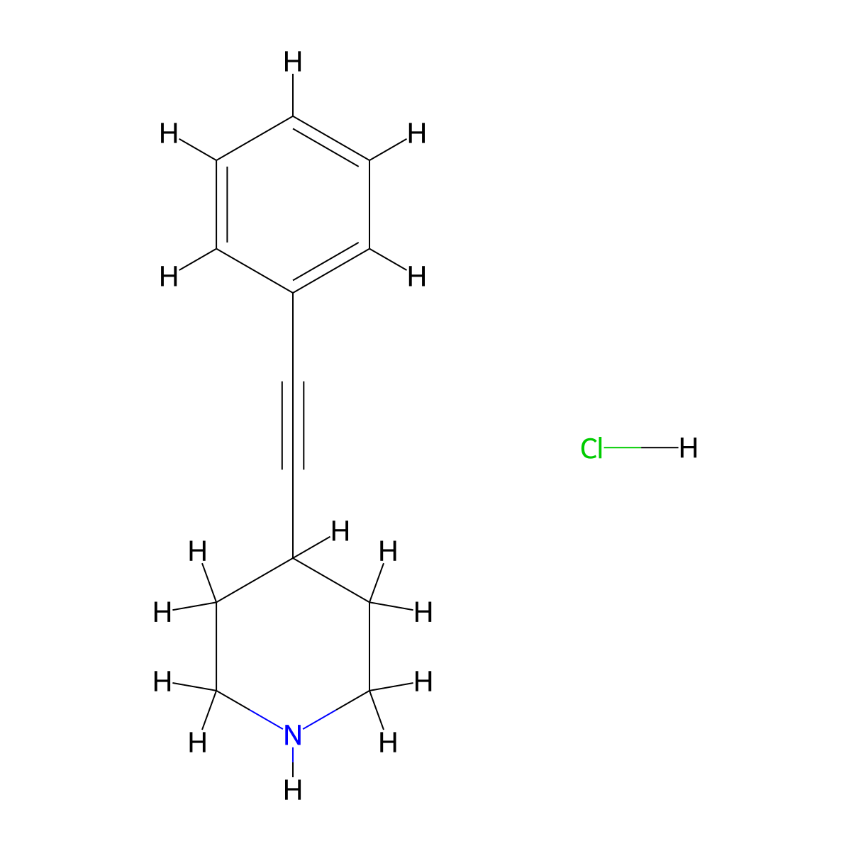 4-(Phenylethynyl)piperidine hydrochloride molecular structure, CAS 654663-00-0