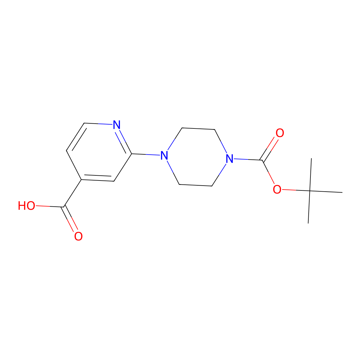2-{4-[(Tert-butoxy)carbonyl]piperazin-1-yl}pyridine-4-carboxylic acid molecular structure, CAS 654663-42-0