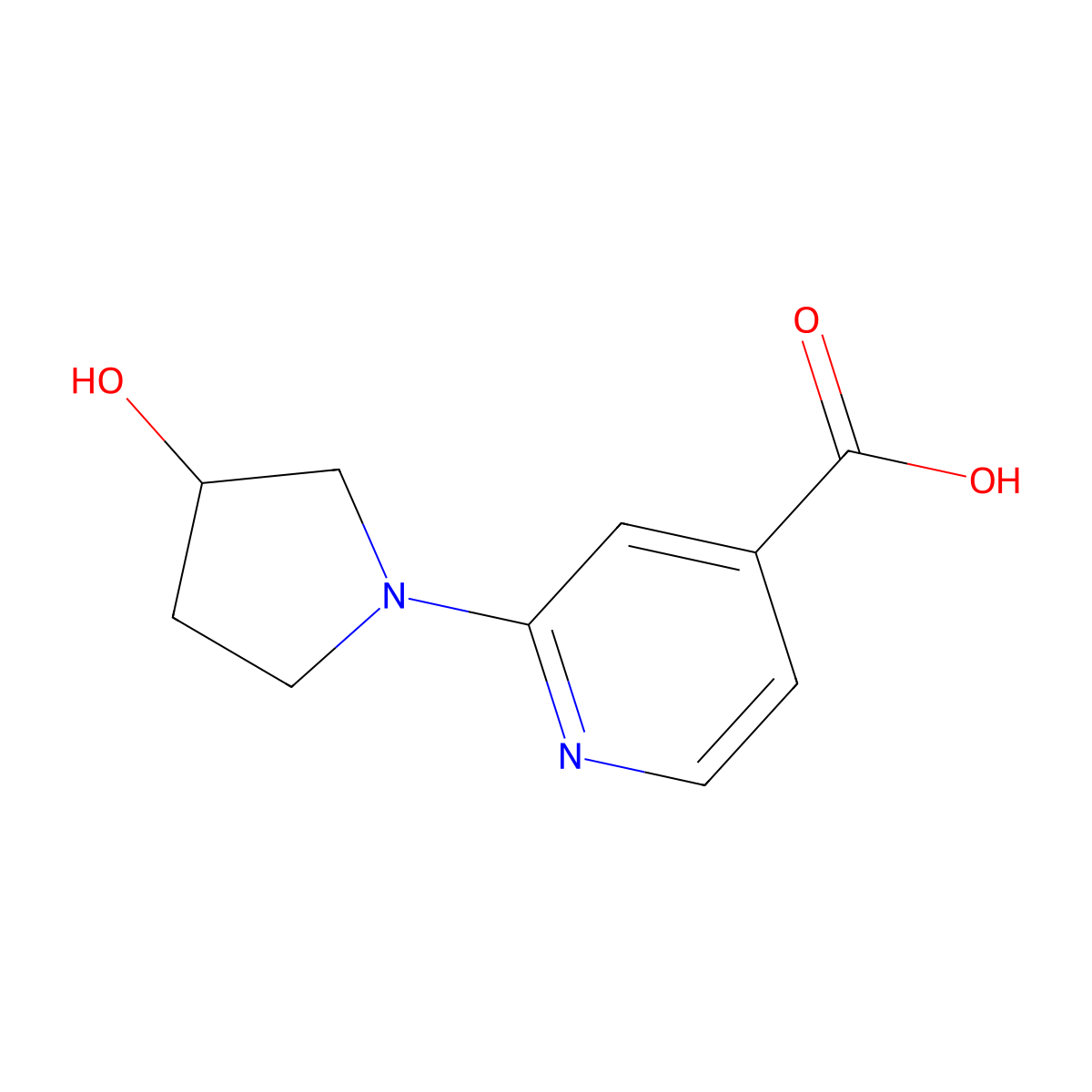 2-(3-Hydroxy-1-pyrrolidinyl)isonicotinic acid molecular structure, CAS 654663-49-7