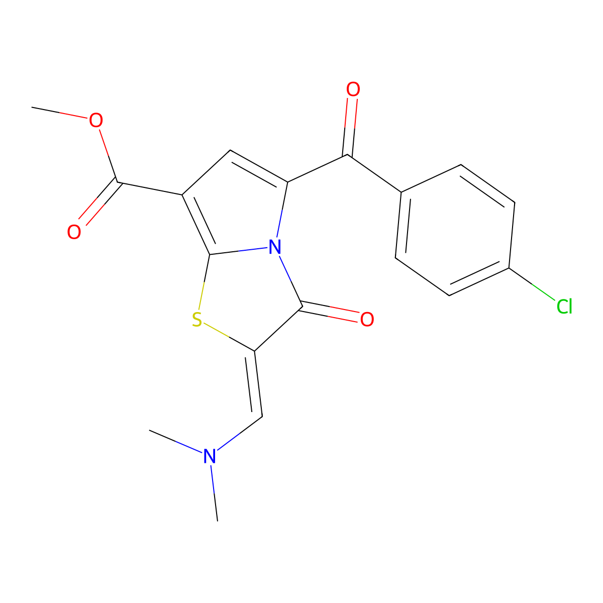 5-(4-Chlorobenzoyl)-2-[(Z)-(dimethylamino)methylene]-3-oxo-2,3-dihydropyrrolo[2,1-b]thiazole-7-carboxylic acid methyl ester molecular structure, CAS 654666-29-2