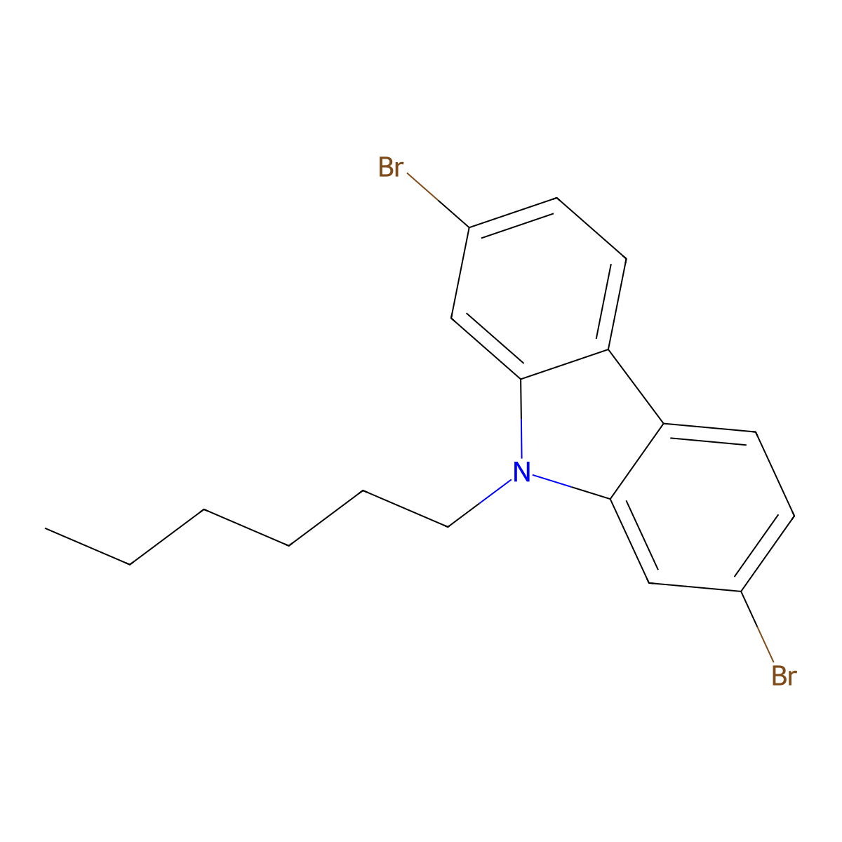 2,7-Dibromo-9-hexylcarbazole molecular structure, CAS 654676-12-7