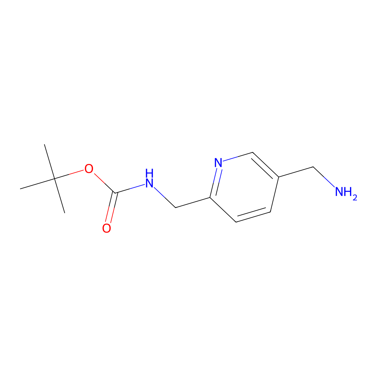 tert-Butyl ((5-(aminomethyl)pyridin-2-yl)methyl)carbamate molecular structure, CAS 654679-12-6