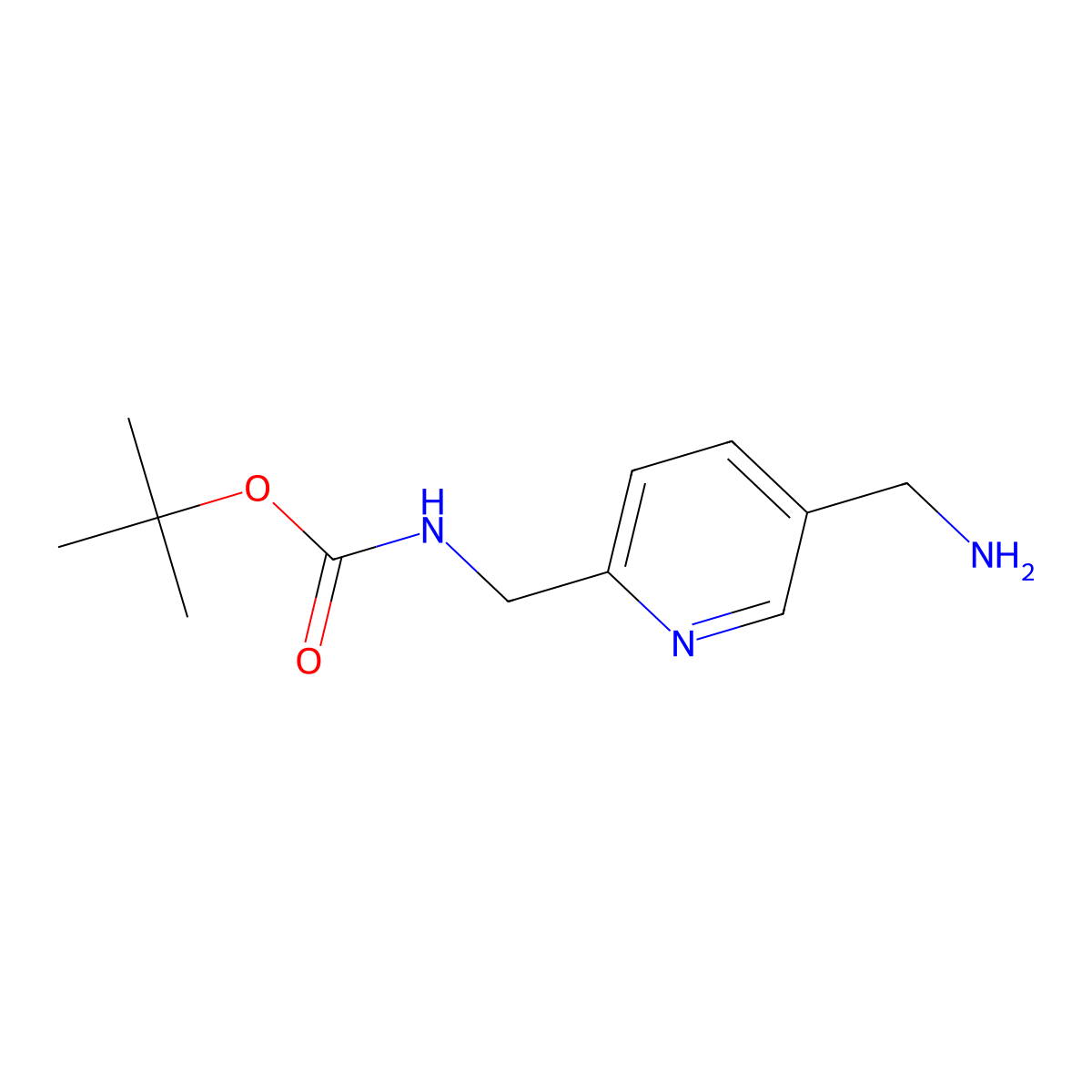 tert-Butyl ((5-(aminomethyl)pyridin-2-yl)methyl)carbamate molecular structure, CAS 654679-12-6