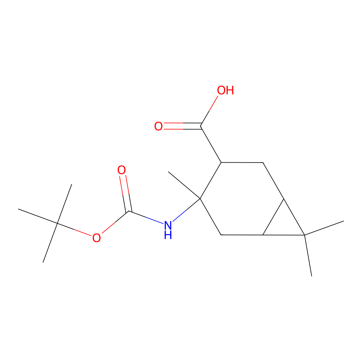 (1R,3R,4S,6S)-4-[(tert-butoxycarbonyl)amino]-4,7,7-trimethylbicyclo[4.1.0]heptane-3-carboxylic acid molecular structure, CAS 654680-62-3