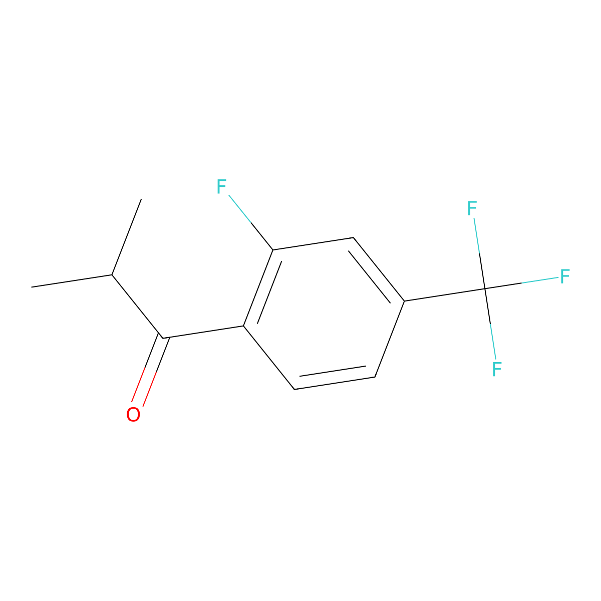 (2-Fluoro-4-trifluoromethylphenyl)-(prop-2-yl)-ketone molecular structure, CAS 654682-80-1