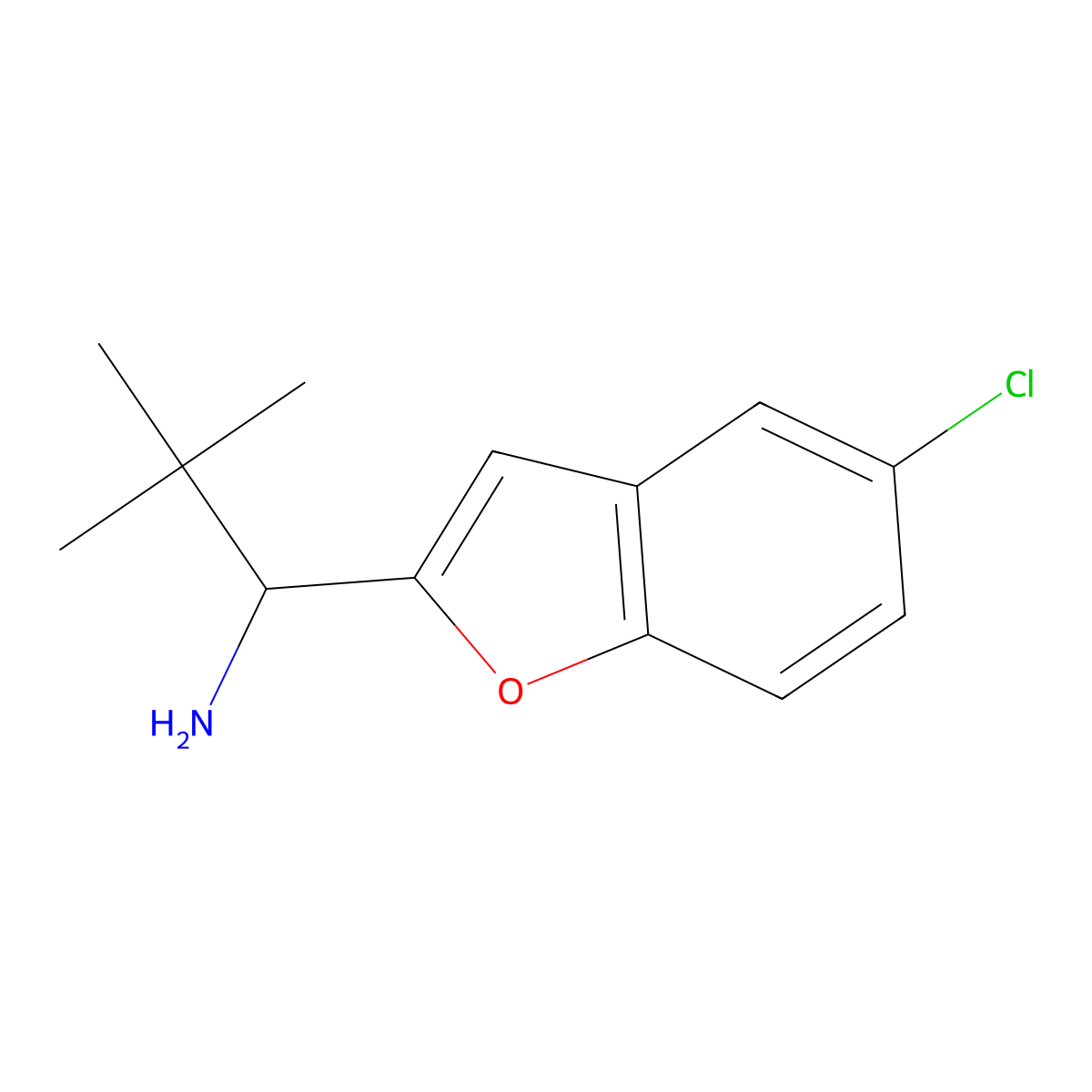 1-(5-Chloro-1-benzofuran-2-yl)-2,2-dimethylpropan-1-amine molecular structure, CAS 654683-79-1