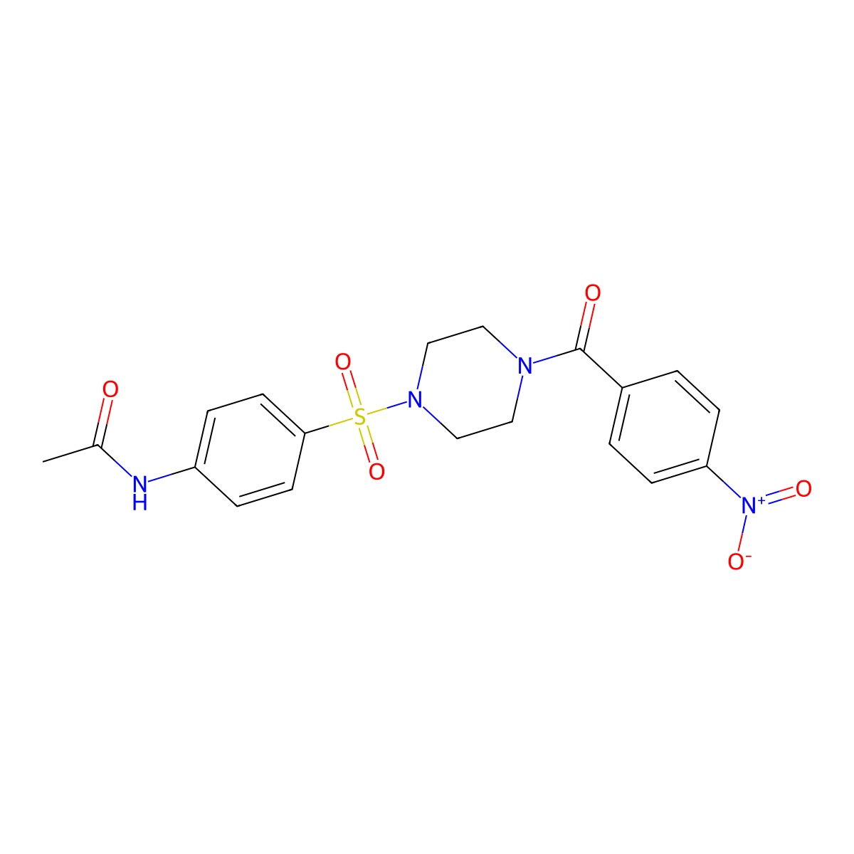 N-[4-[4-(4-nitrobenzoyl)piperazin-1-yl]sulfonylphenyl]acetamide molecular structure, CAS 6547-73-5