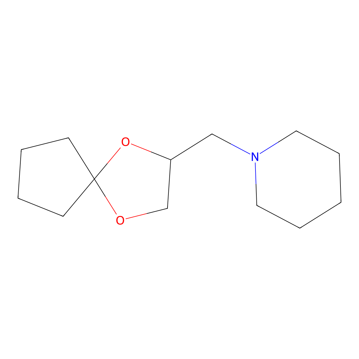 1-(1,4-Dioxaspiro[4.4]non-2-ylmethyl)piperidine molecular structure, CAS 65471-69-4