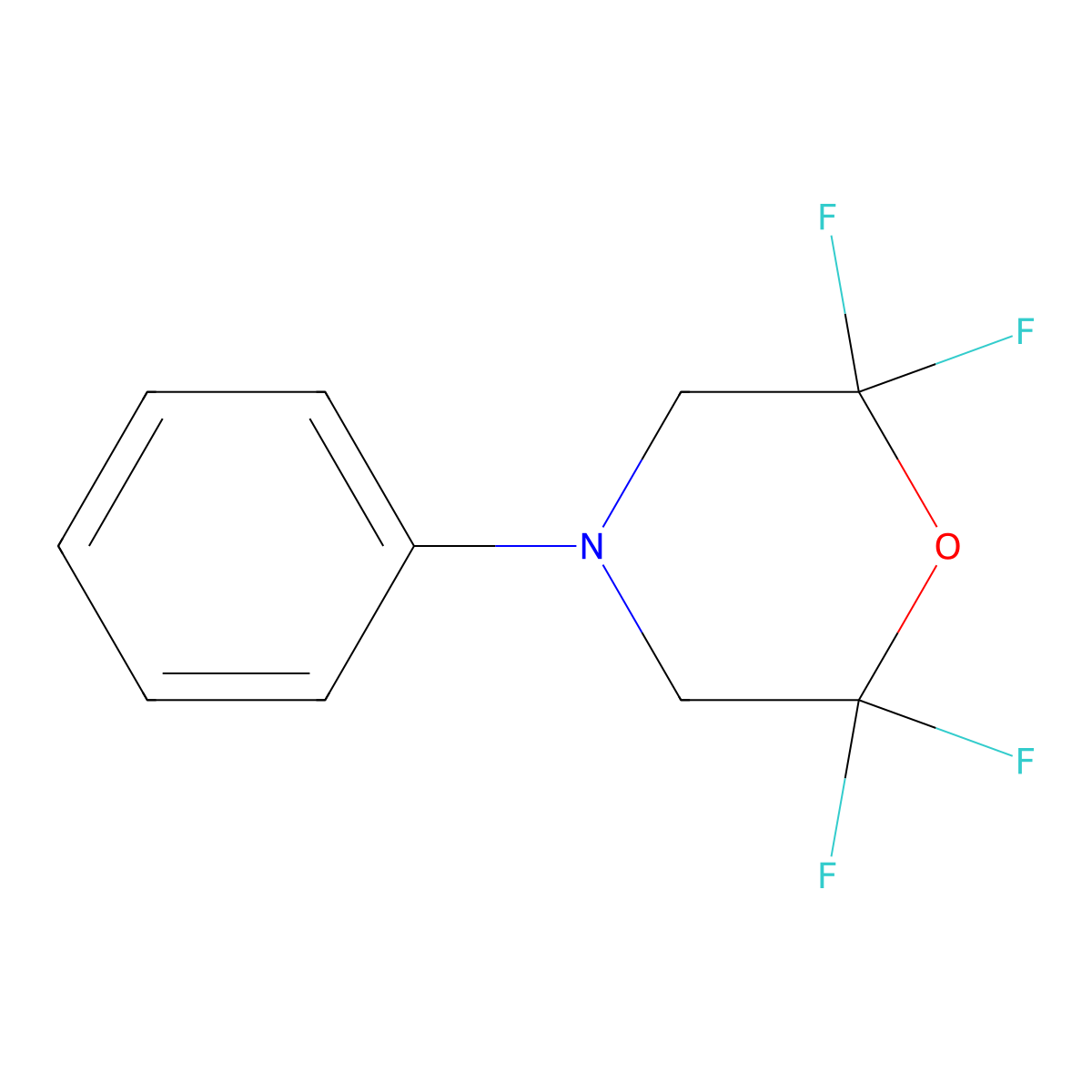 2,2,6,6-Tetrafluoro-4-phenylmorpholine molecular structure, CAS 65472-14-2