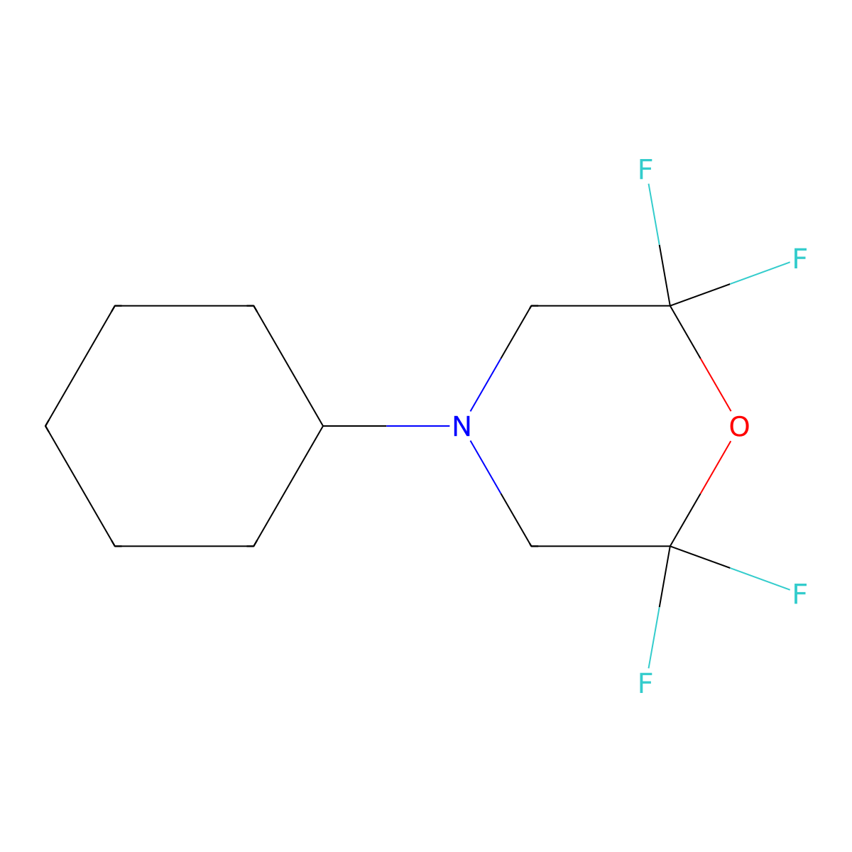 4-Cyclohexyl-2,2,6,6-tetrafluoromorpholine molecular structure, CAS 65472-15-3