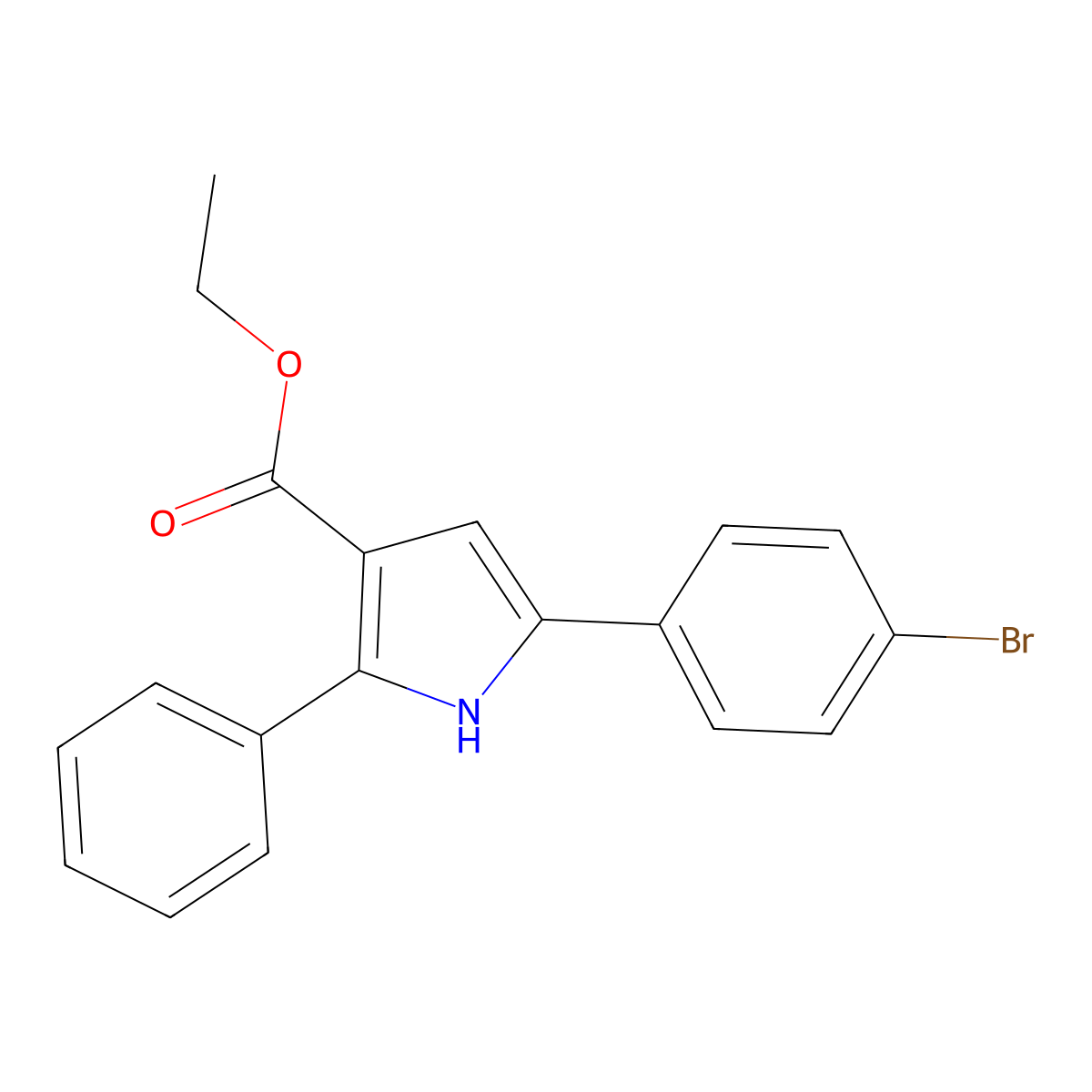 Ethyl 5-(4-bromophenyl)-2-phenyl-1H-pyrrole-3-carboxylate molecular structure, CAS 65473-91-8