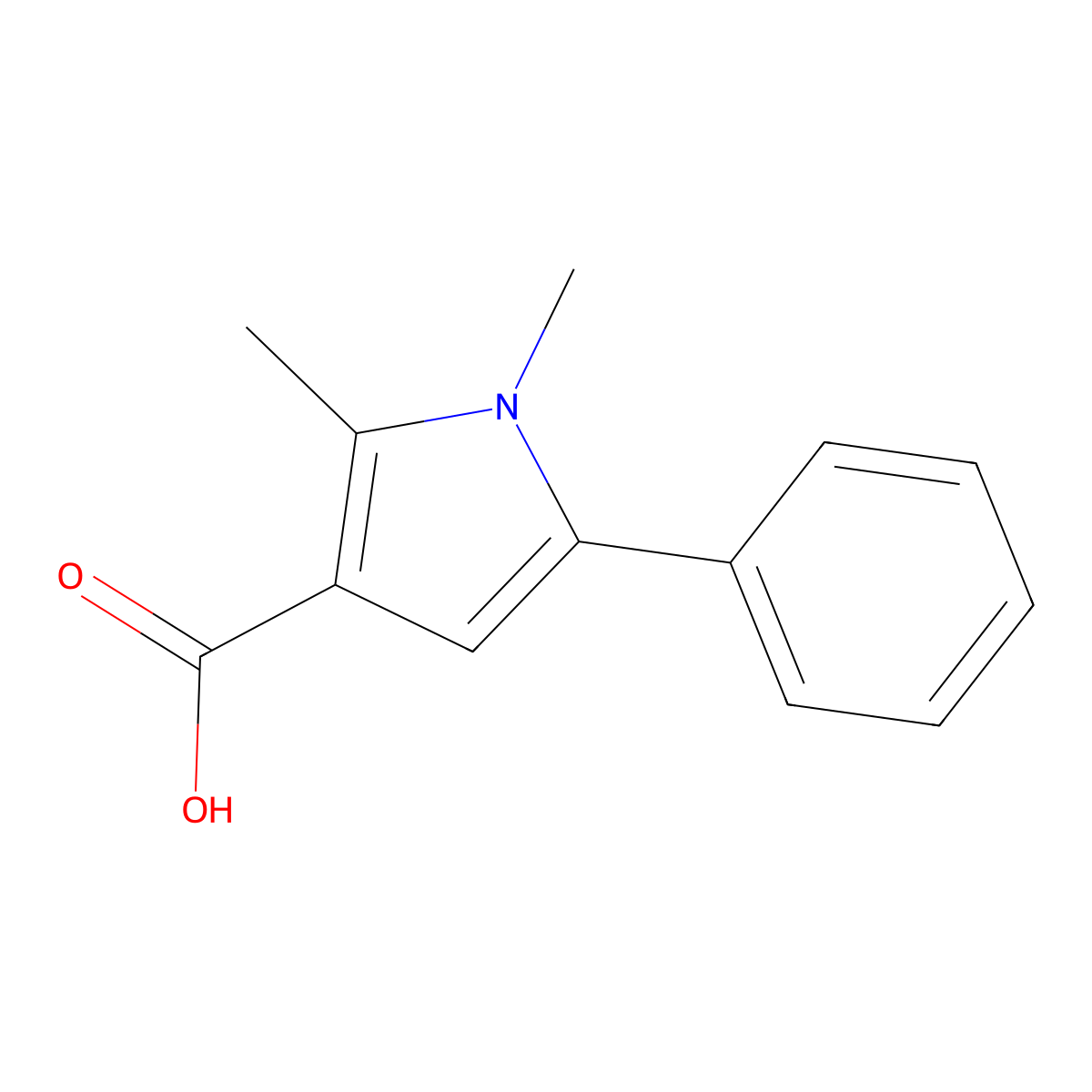 1H-Pyrrole-3-carboxylic acid, 1,2-dimethyl-5-phenyl- molecular structure, CAS 65473-92-9