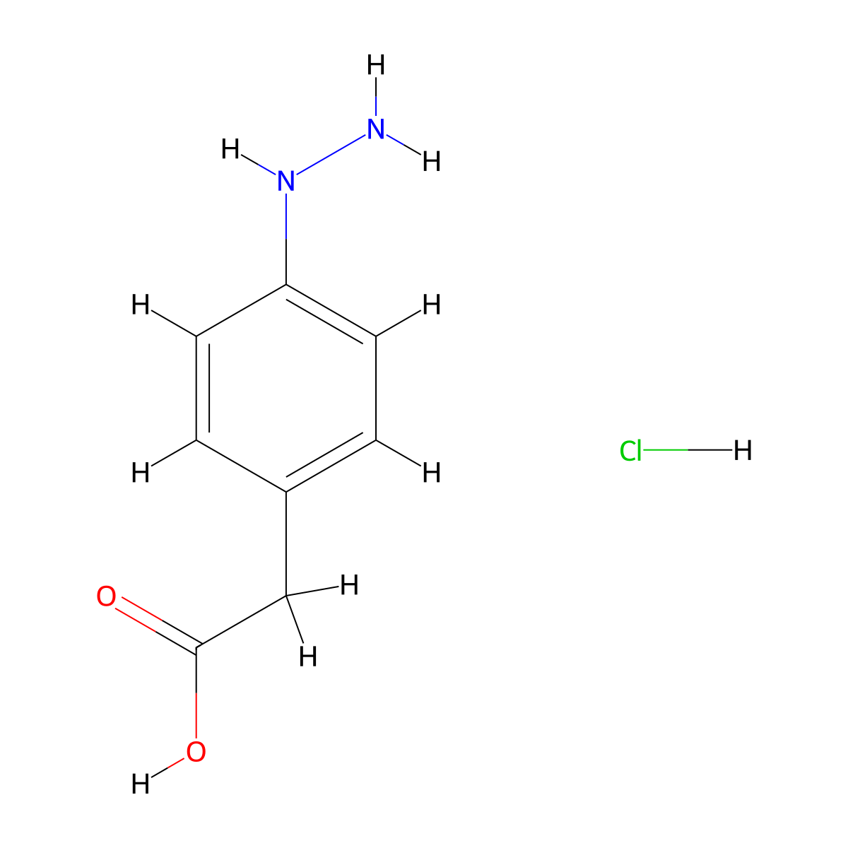 (4-Hydrazinophenyl)acetic acid hydrochloride molecular structure, CAS 65476-32-6
