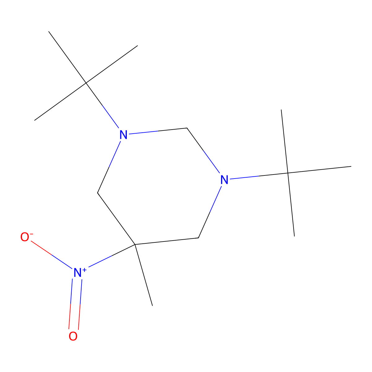 1,3-Di-tert-butyl-5-methyl-5-nitro-1,3-diazinane molecular structure, CAS 65478-96-8