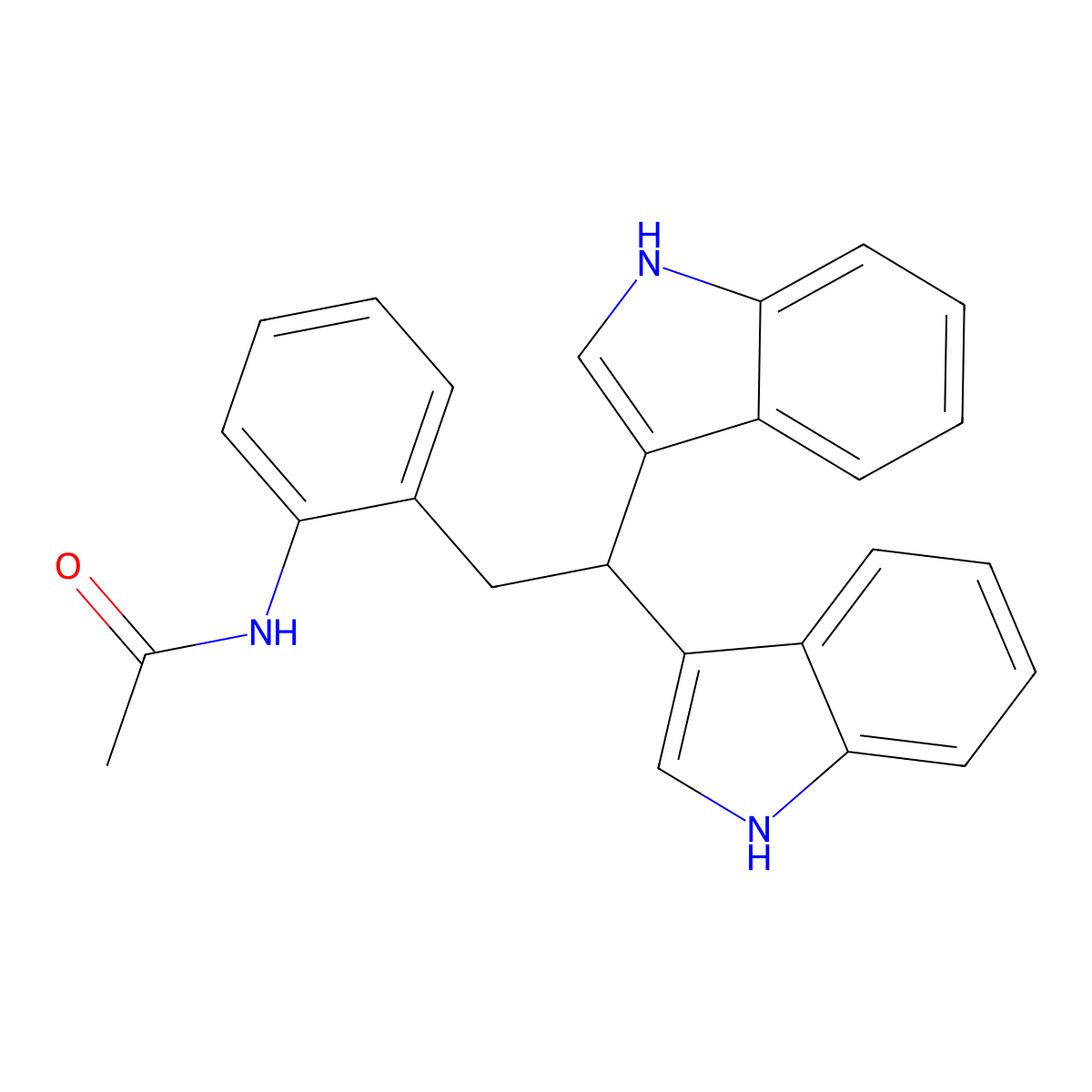 N-{2-[2,2-Di(1H-indol-3-yl)ethyl]phenyl}acetamide molecular structure, CAS 6548-01-2
