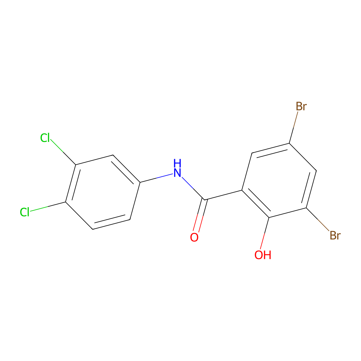 3,5-dibromo-N-(3,4-dichlorophenyl)-2-hydroxybenzamide molecular structure, CAS 6548-90-9