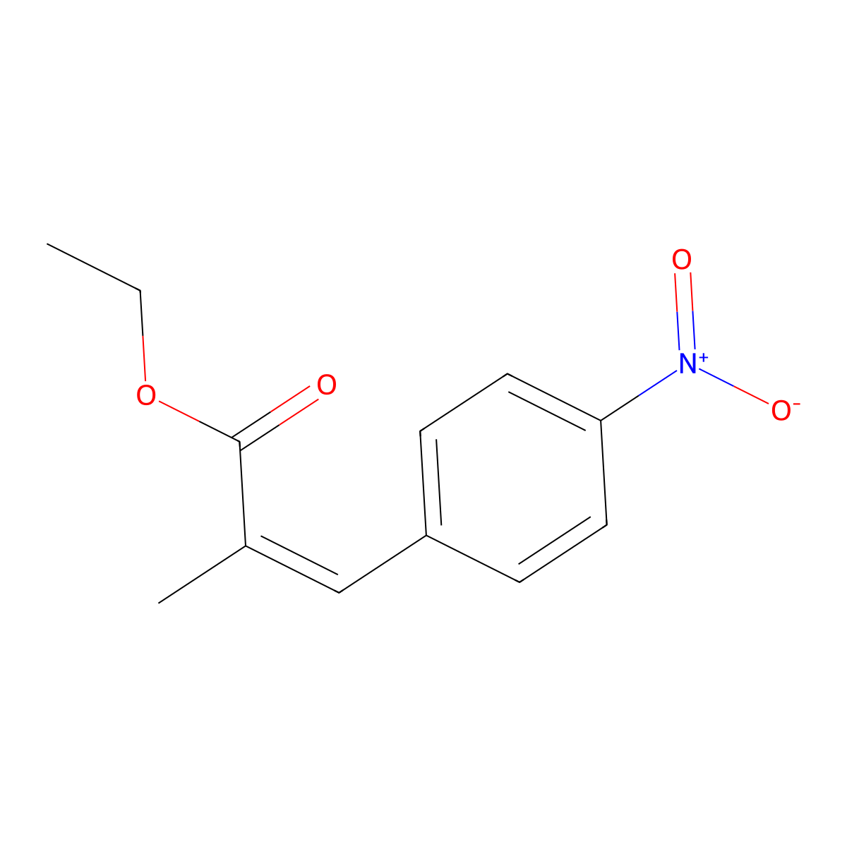 Ethyl 2-methyl-3-(4-nitrophenyl)prop-2-enoate molecular structure, CAS 65480-44-6