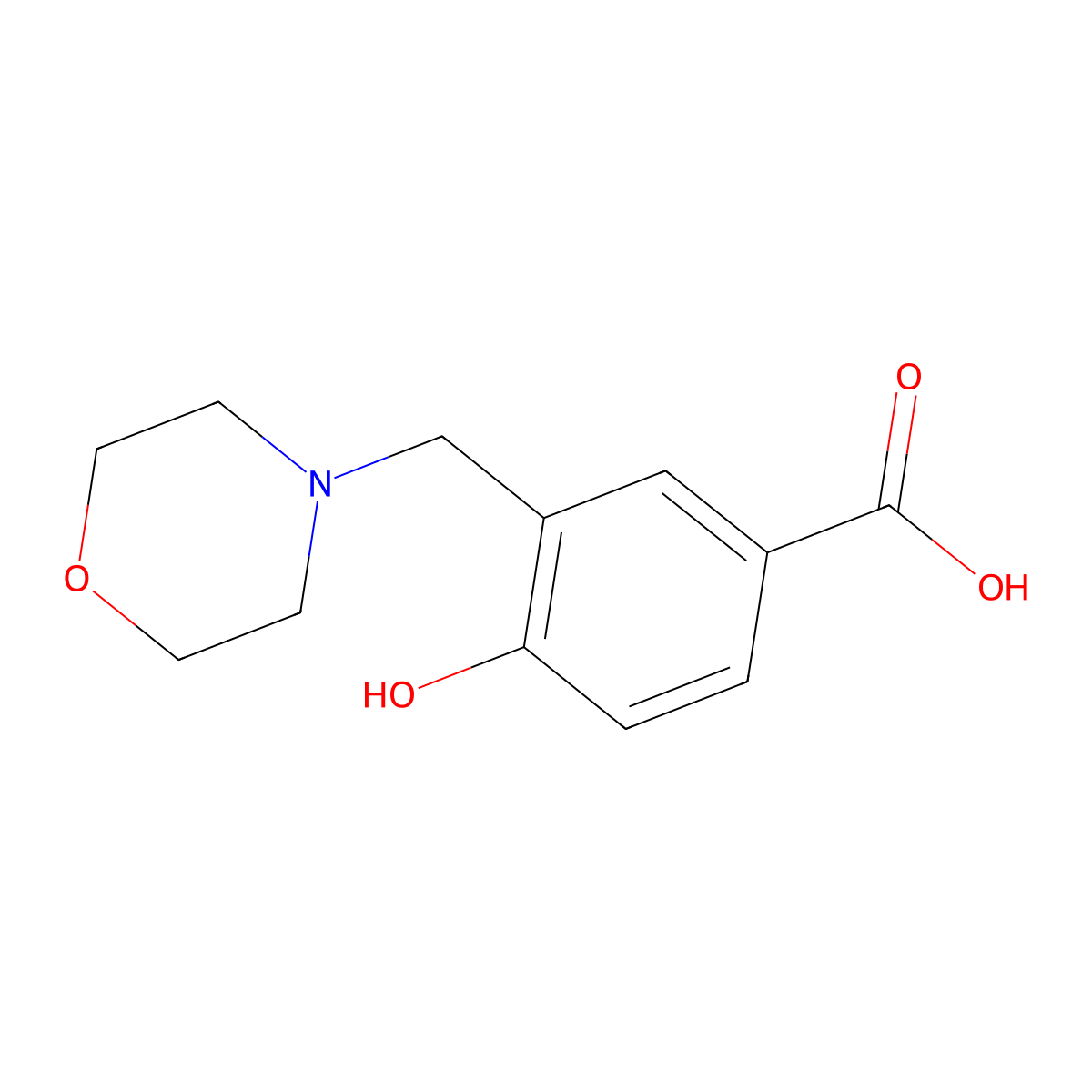 4-Hydroxy-3-(morpholin-4-ylmethyl)benzoic acid molecular structure, CAS 65489-71-6