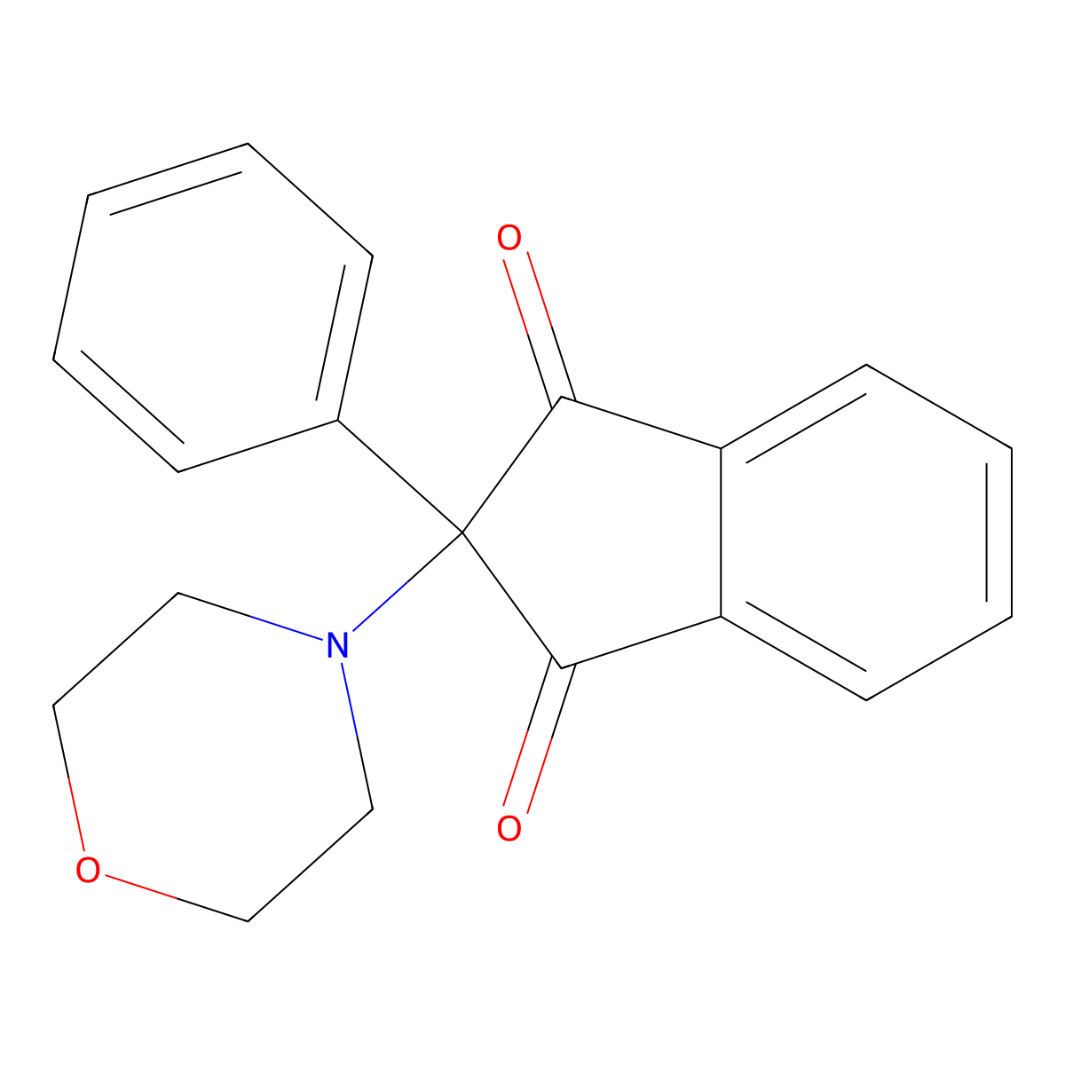 2-Morpholino-2-phenyl-1,3-indandione molecular structure, CAS 6549-42-4