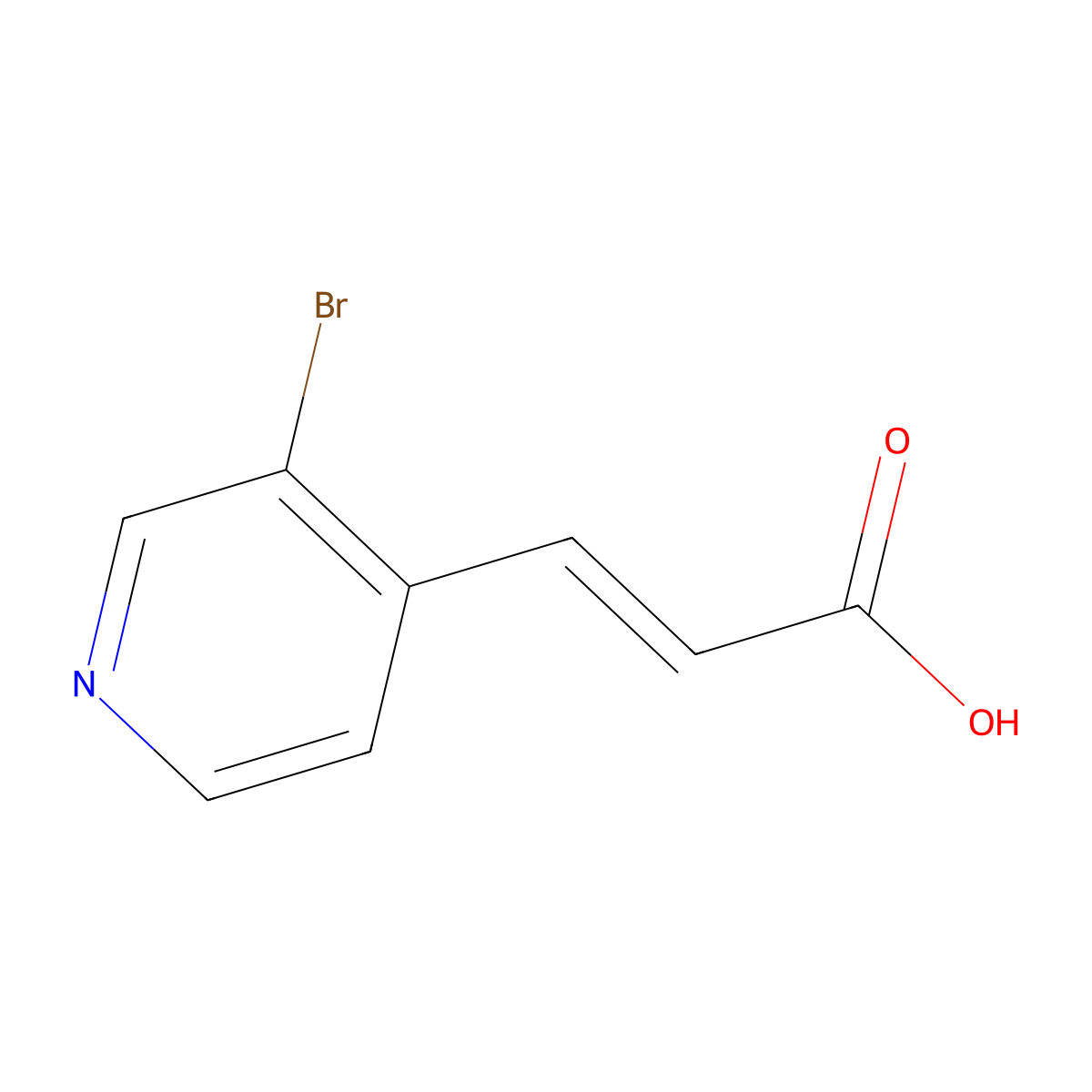 (2E)-3-(3-bromopyridin-4-yl)prop-2-enoic acid molecular structure, CAS 65490-78-0