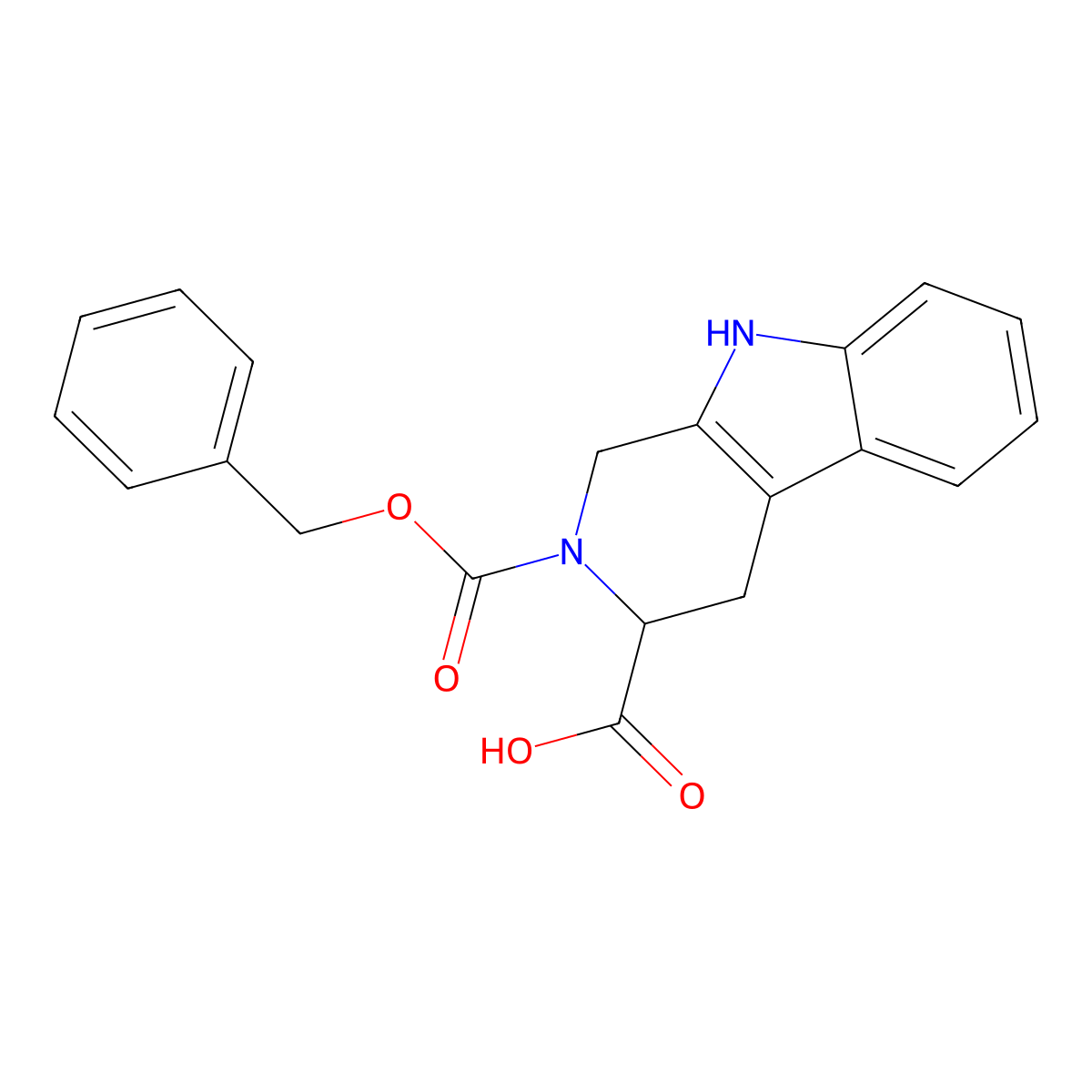 (3S)-2-[(benzyloxy)carbonyl]-1H,2H,3H,4H,9H-pyrido[3,4-b]indole-3-carboxylic acid molecular structure, CAS 65491-10-3