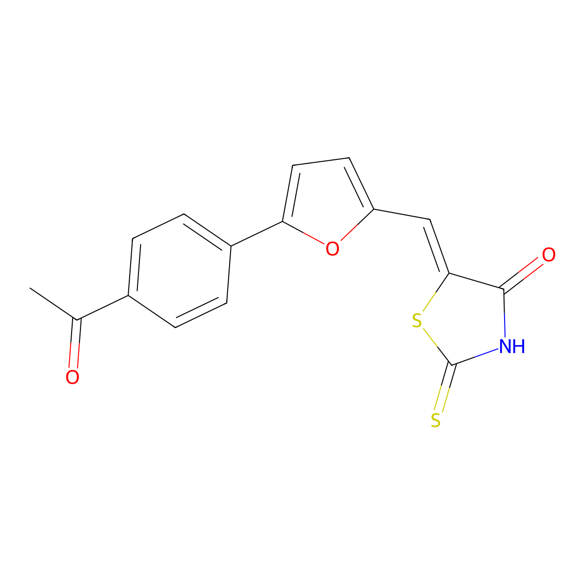 4-Thiazolidinone, 5-[[5-(4-acetylphenyl)-2-furanyl]methylene]-2-thioxo- molecular structure, CAS 65491-26-1