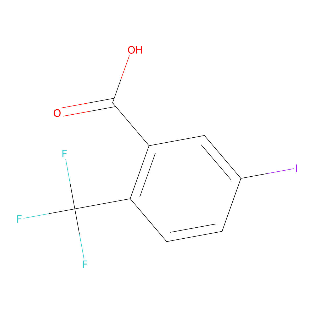 5-Iodo-2-(trifluoromethyl)benzoic acid molecular structure, CAS 655-00-5