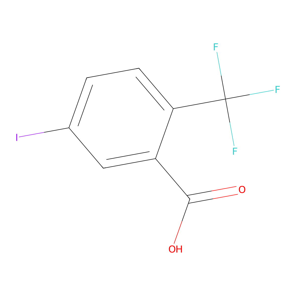 5-Iodo-2-(trifluoromethyl)benzoic acid molecular structure, CAS 655-00-5