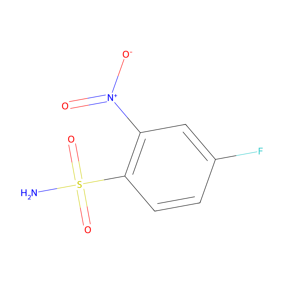 4-Fluoro-2-nitrobenzene-1-sulfonamide molecular structure, CAS 655-01-6