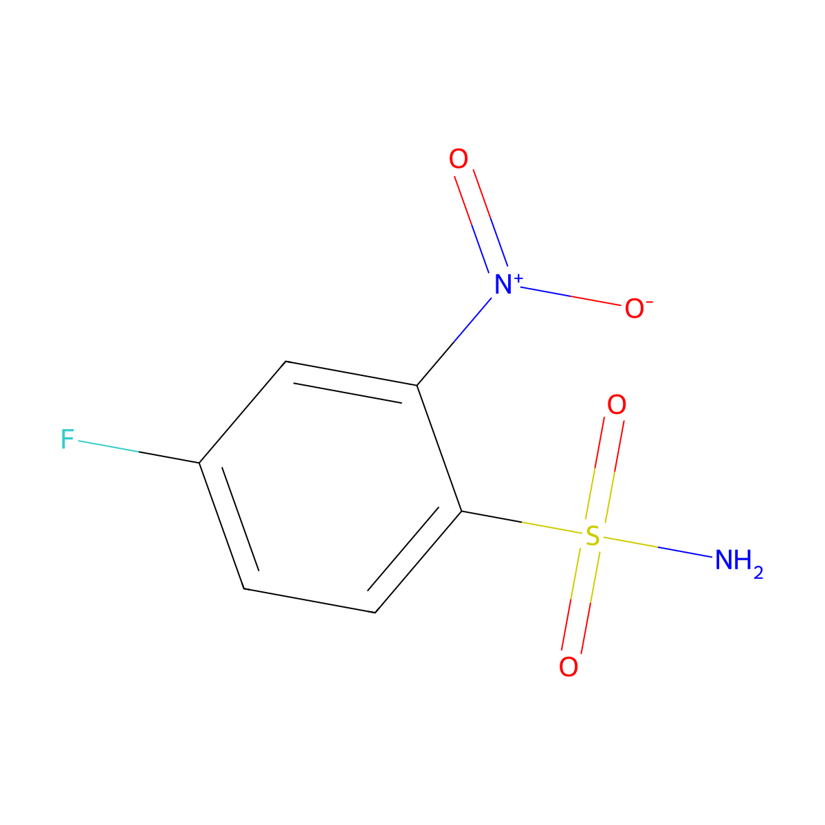 4-Fluoro-2-nitrobenzene-1-sulfonamide molecular structure, CAS 655-01-6