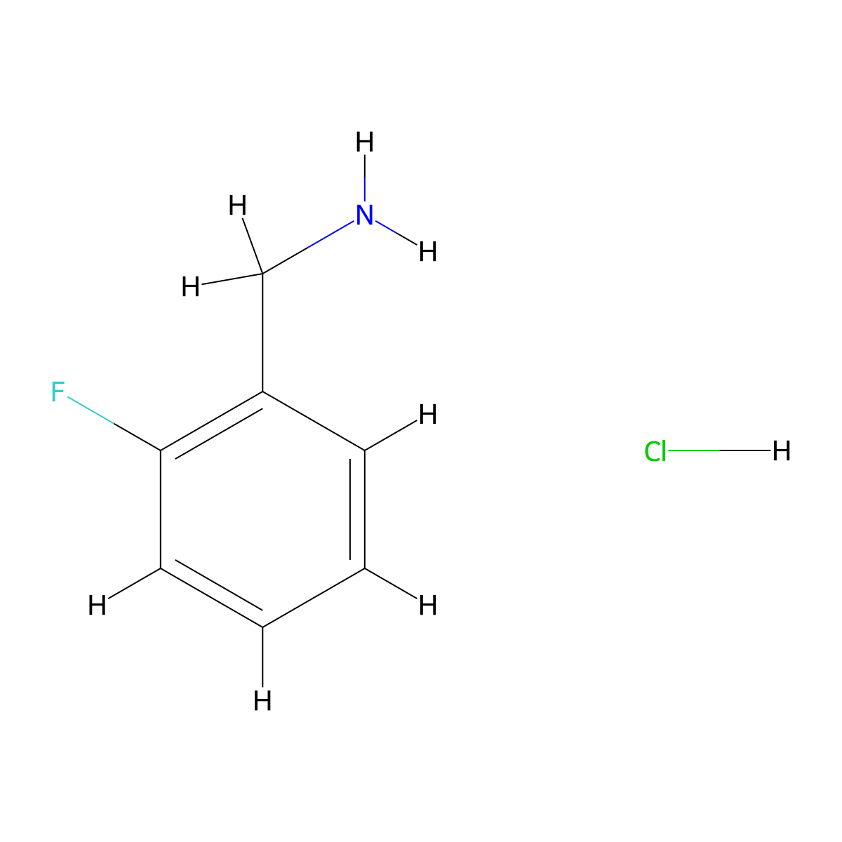 2-Fluorobenzylamine hydrochloride molecular structure, CAS 655-17-4