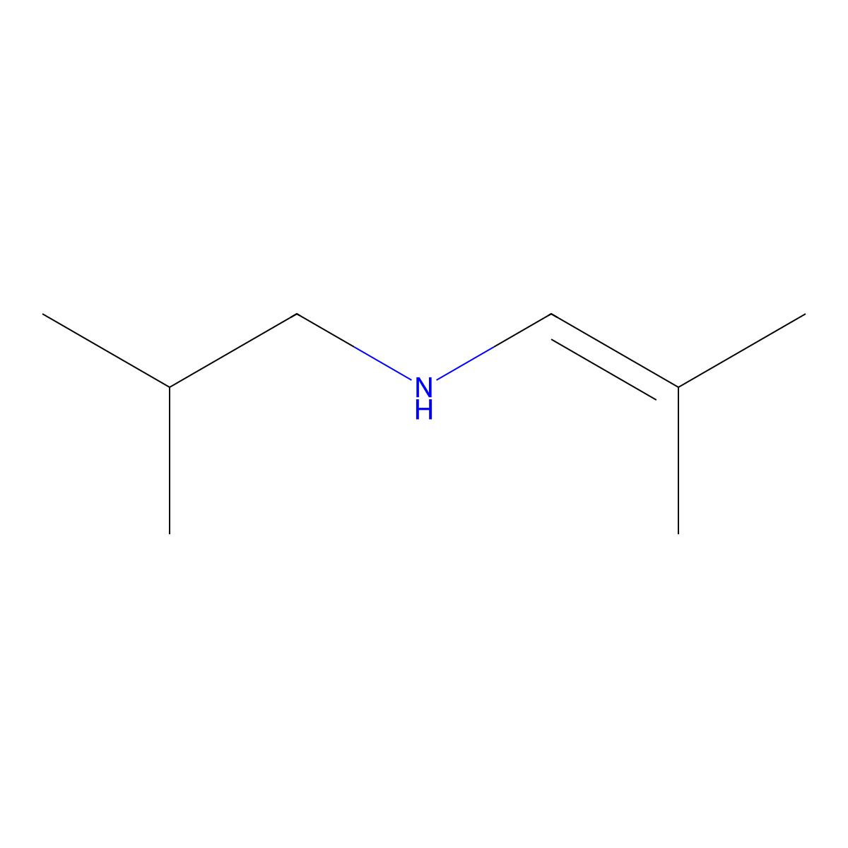 (2-Methylprop-1-en-1-yl)(2-methylpropyl)amine molecular structure, CAS 65500-37-0