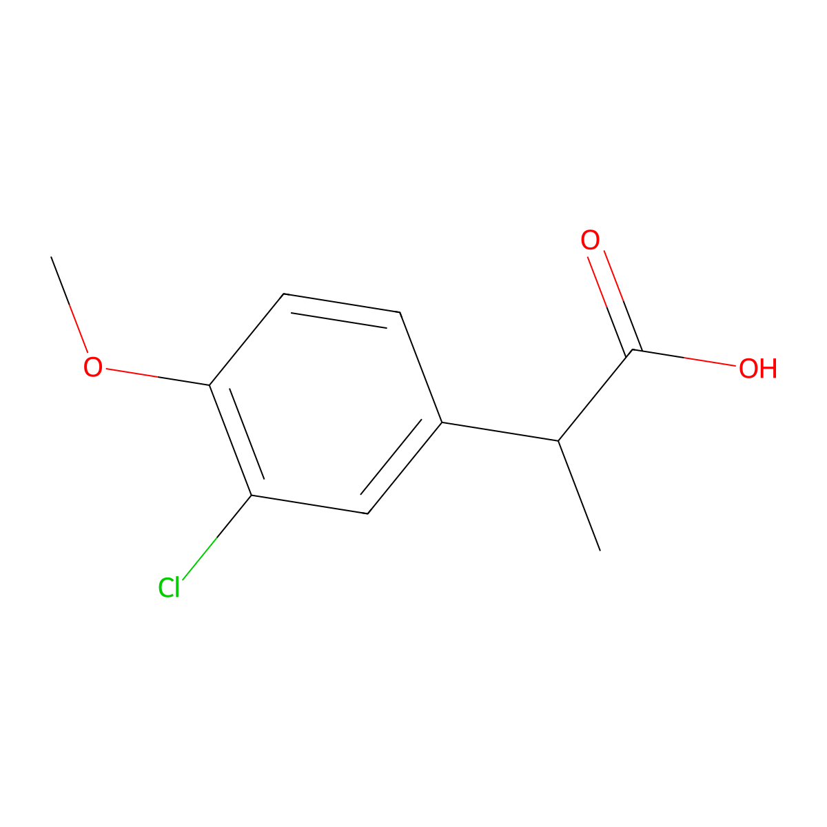 2-(3-Chloro-4-methoxyphenyl)propanoic acid molecular structure, CAS 65502-37-6