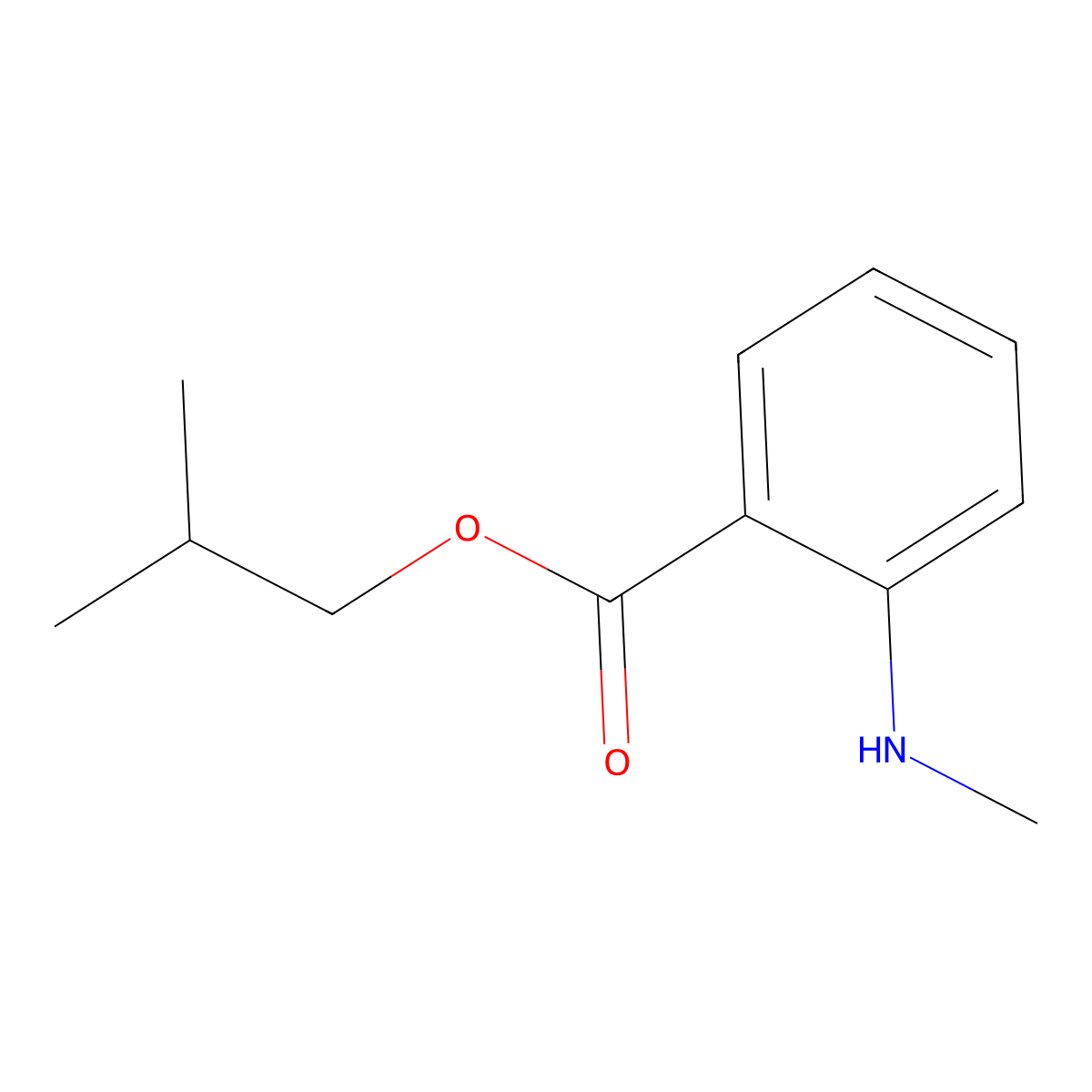 Isobutyl N-methylanthranilate molecular structure, CAS 65505-24-0