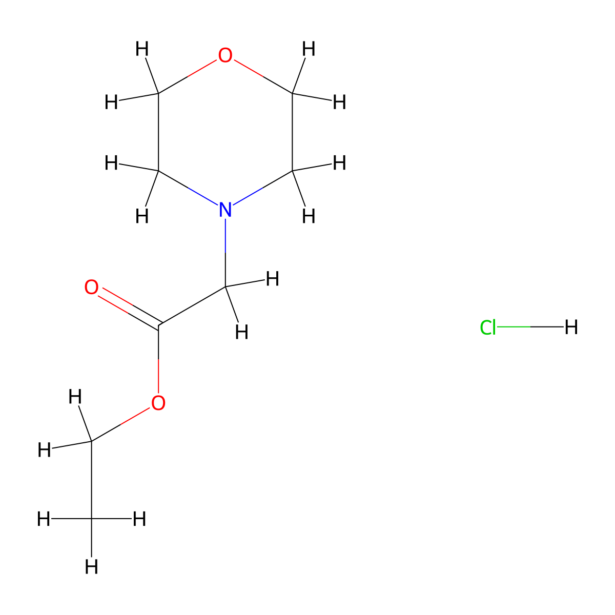 Ethyl morpholinoacetate hydrochloride molecular structure, CAS 6551-34-4