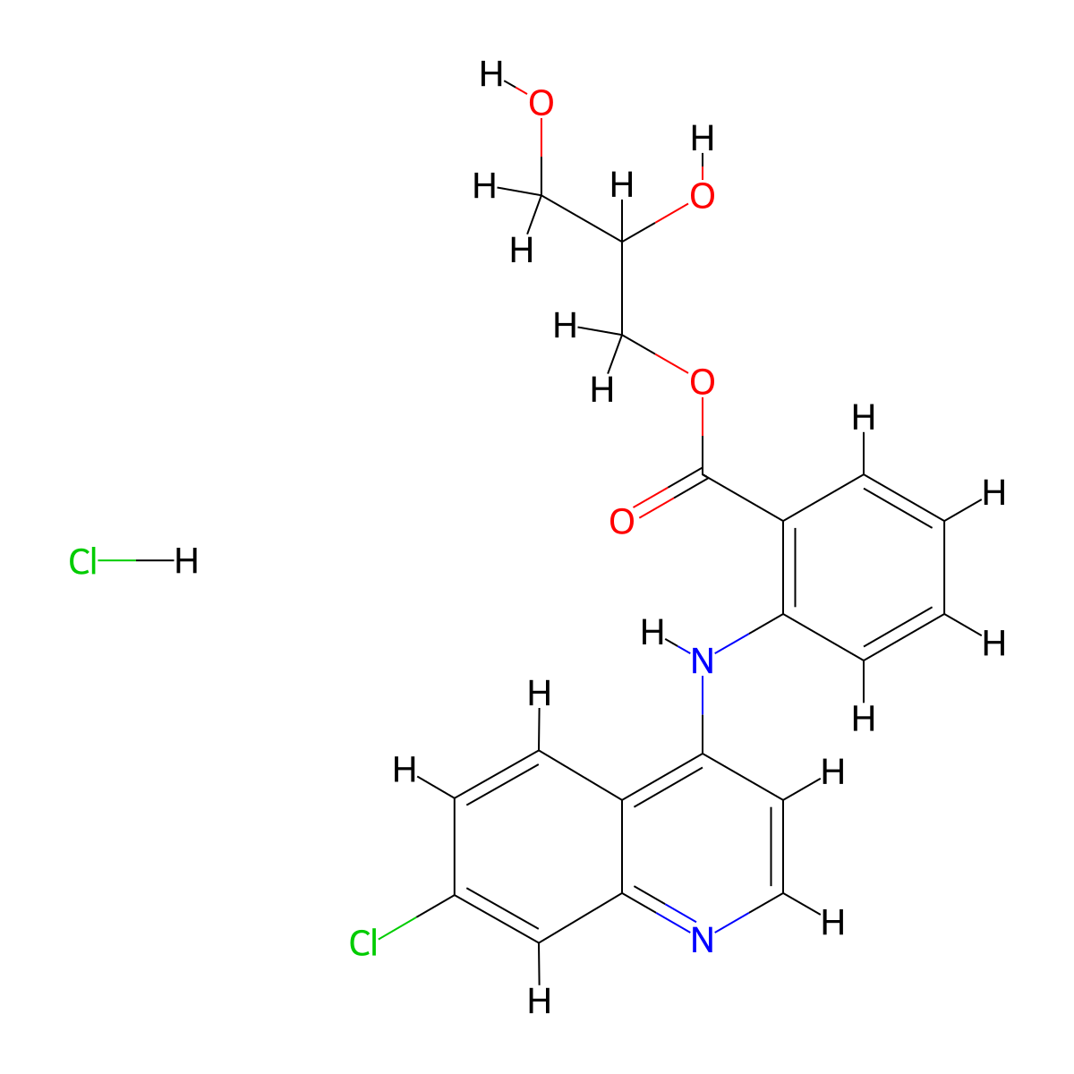 Glafenine hydrochloride molecular structure, CAS 65513-72-6
