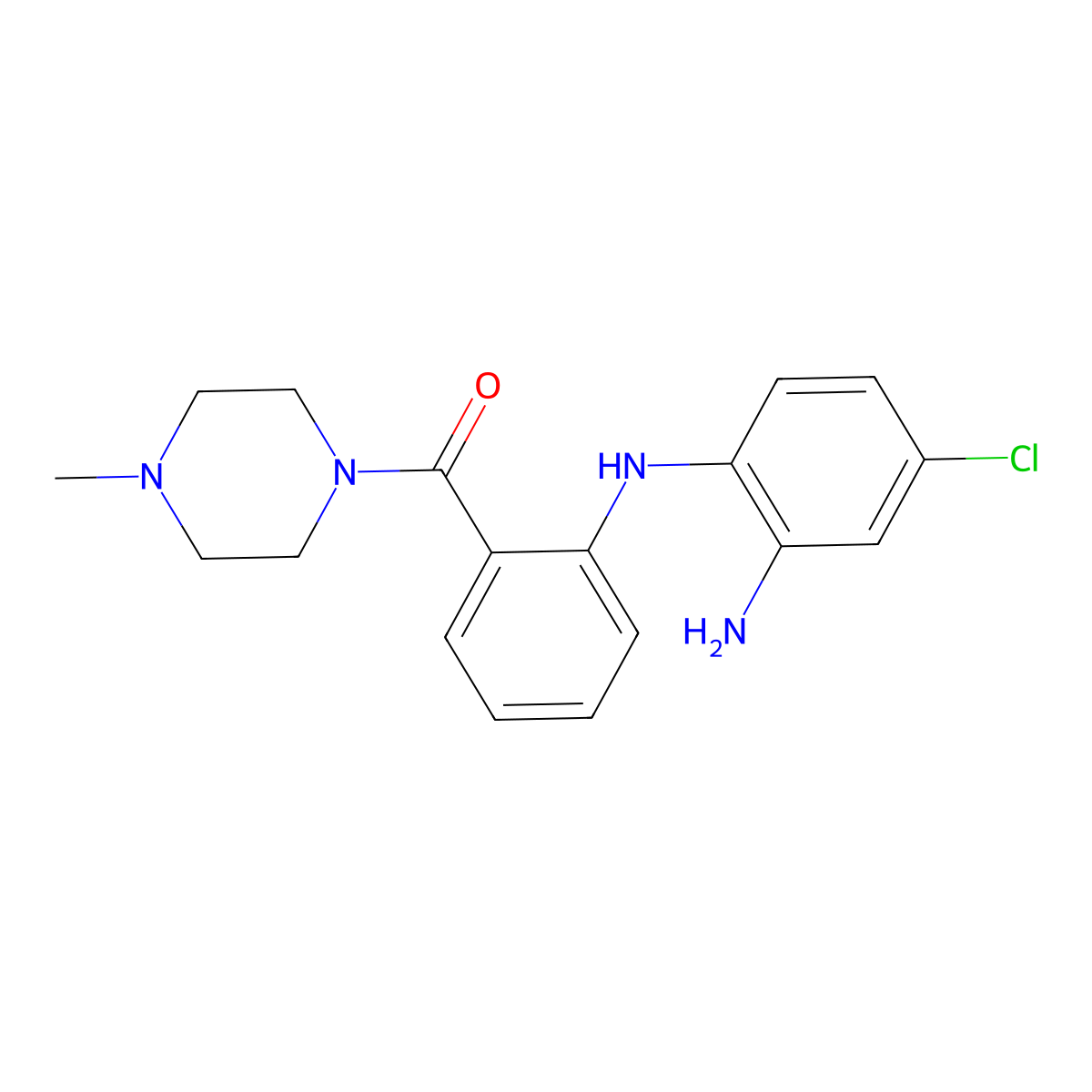 (2-((2-Amino-4-chlorophenyl)amino)phenyl)(4-methyl-1-piperazinyl)methanone molecular structure, CAS 65514-71-8