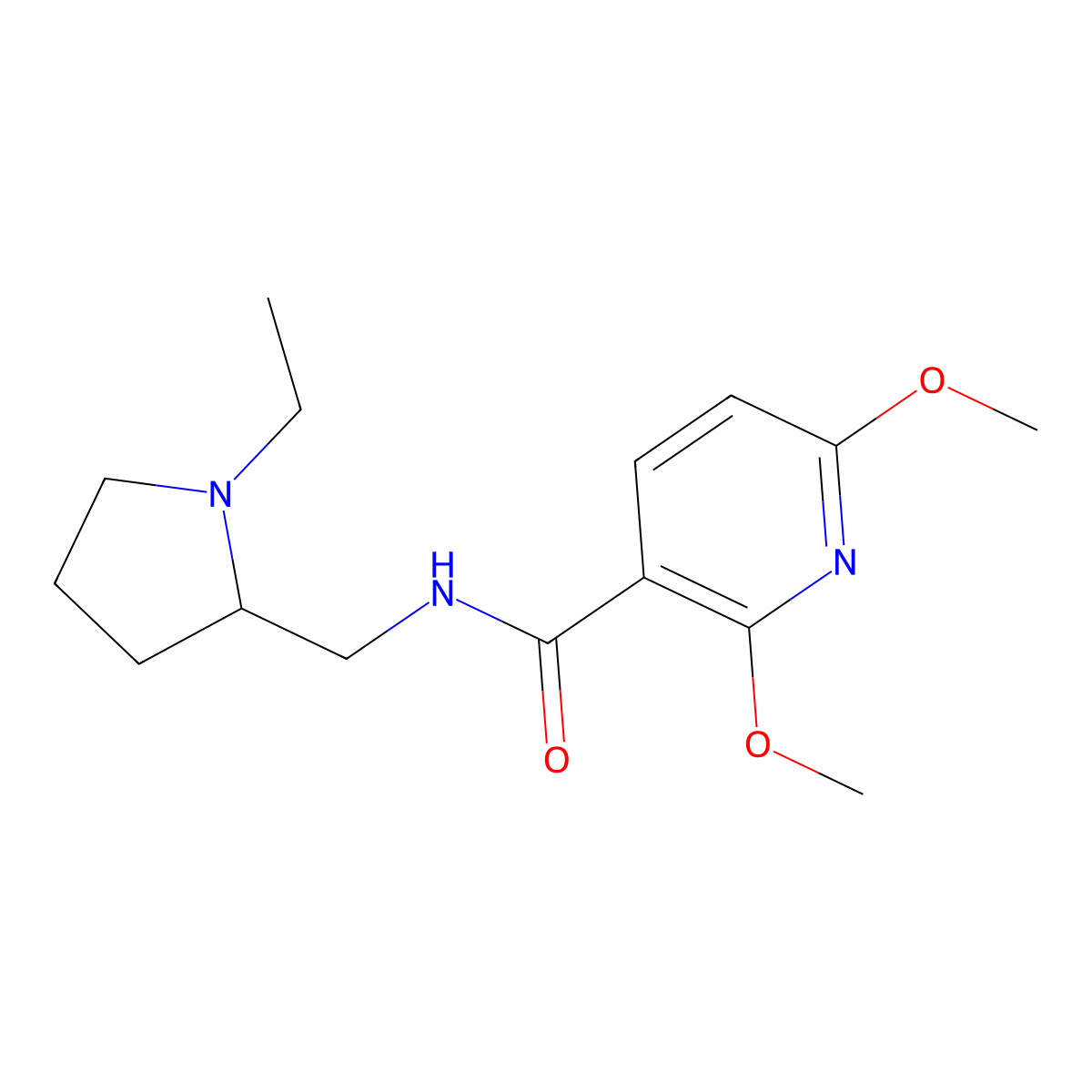 N-[(1-ethyl-2-pyrrolidinyl)methyl]-2,6-dimethoxy-nicotinamide molecular structure, CAS 65515-27-7