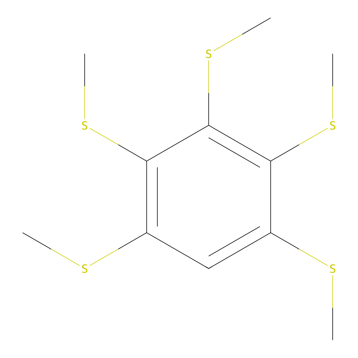 1,2,3,4,5-Pentakis(methylsulfanyl)benzene molecular structure, CAS 65516-74-7